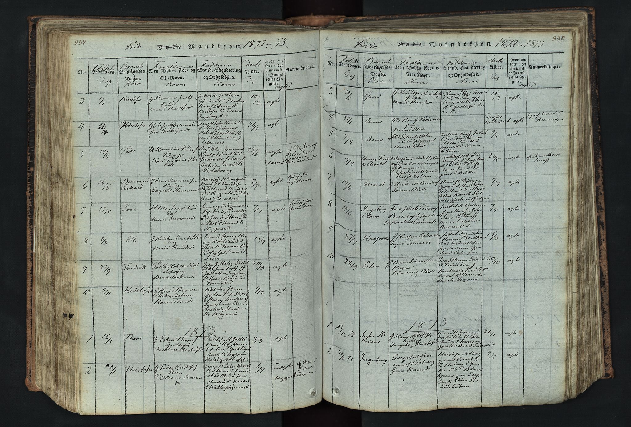 Kvikne prestekontor, SAH/PREST-064/H/Ha/Hab/L0001: Parish register (copy) no. 1, 1815-1895, p. 337-338
