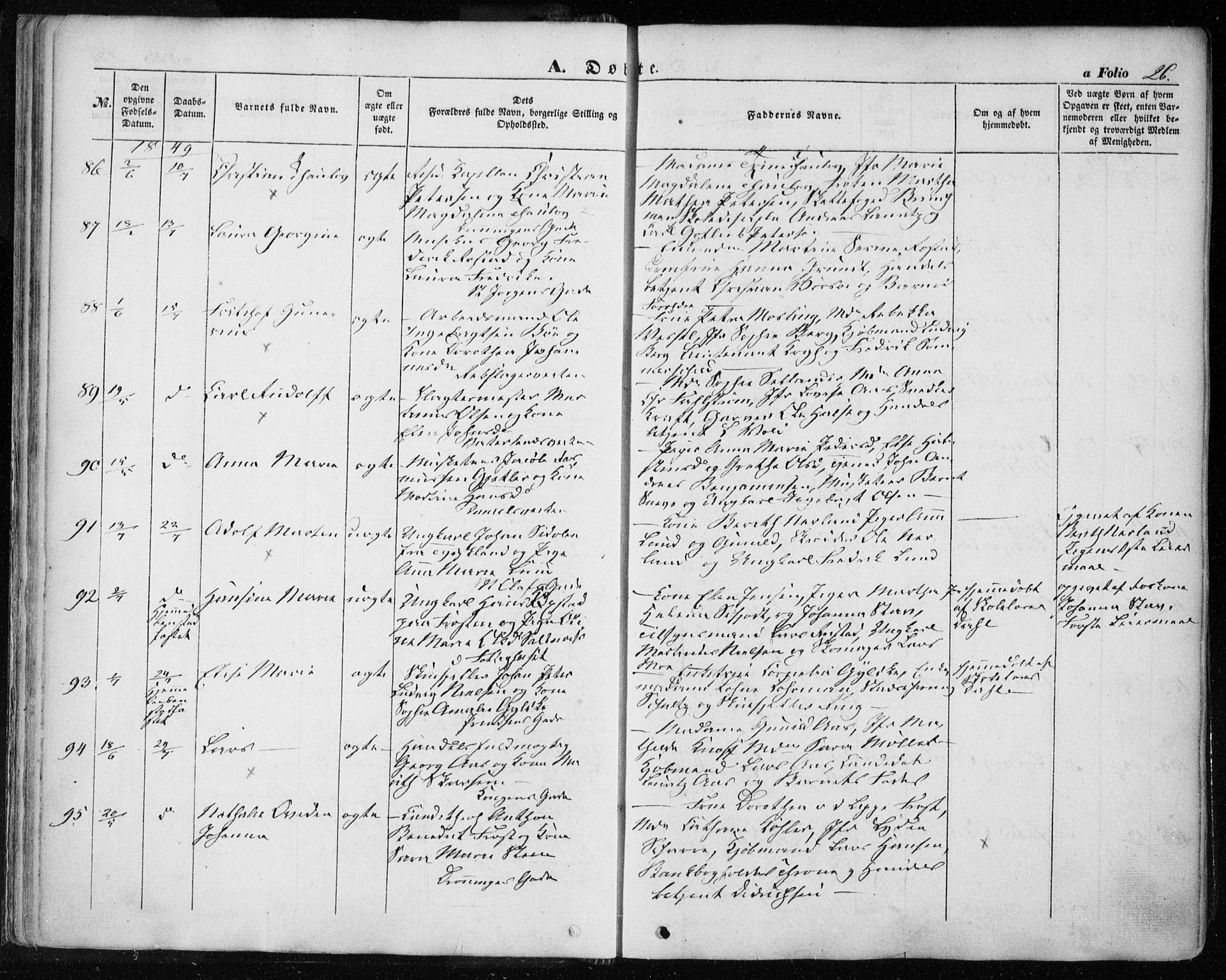 Ministerialprotokoller, klokkerbøker og fødselsregistre - Sør-Trøndelag, SAT/A-1456/601/L0051: Parish register (official) no. 601A19, 1848-1857, p. 26