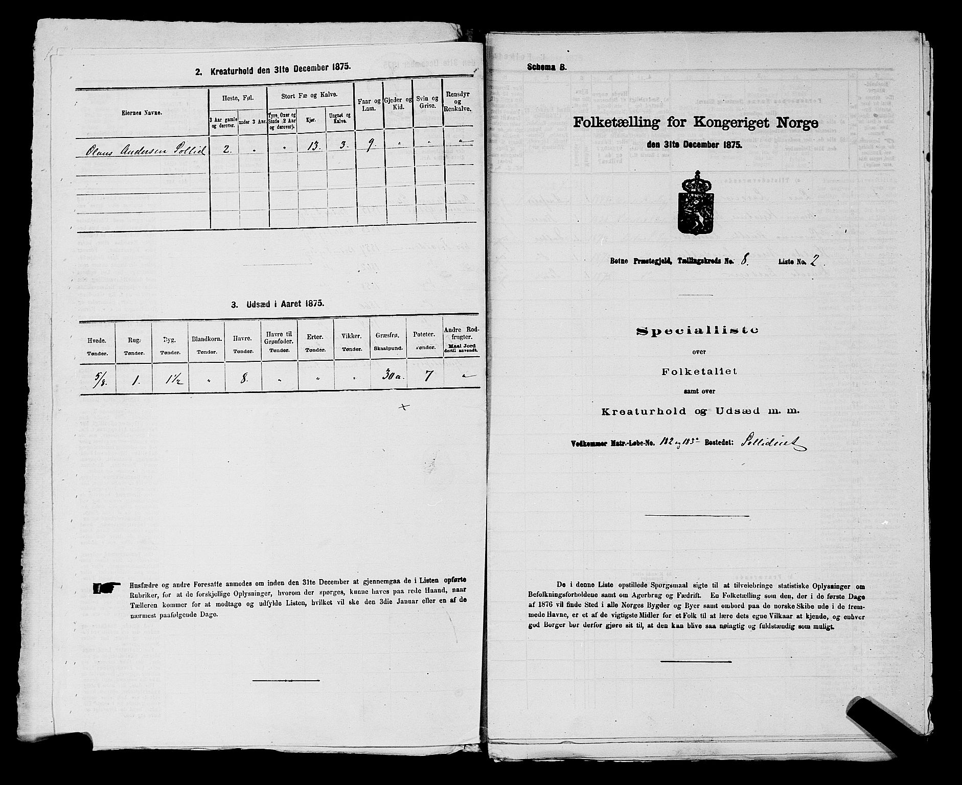 SAKO, 1875 census for 0715P Botne, 1875, p. 636