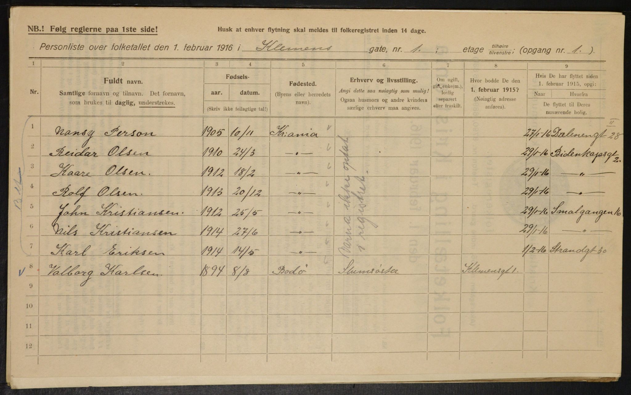 OBA, Municipal Census 1916 for Kristiania, 1916, p. 12844