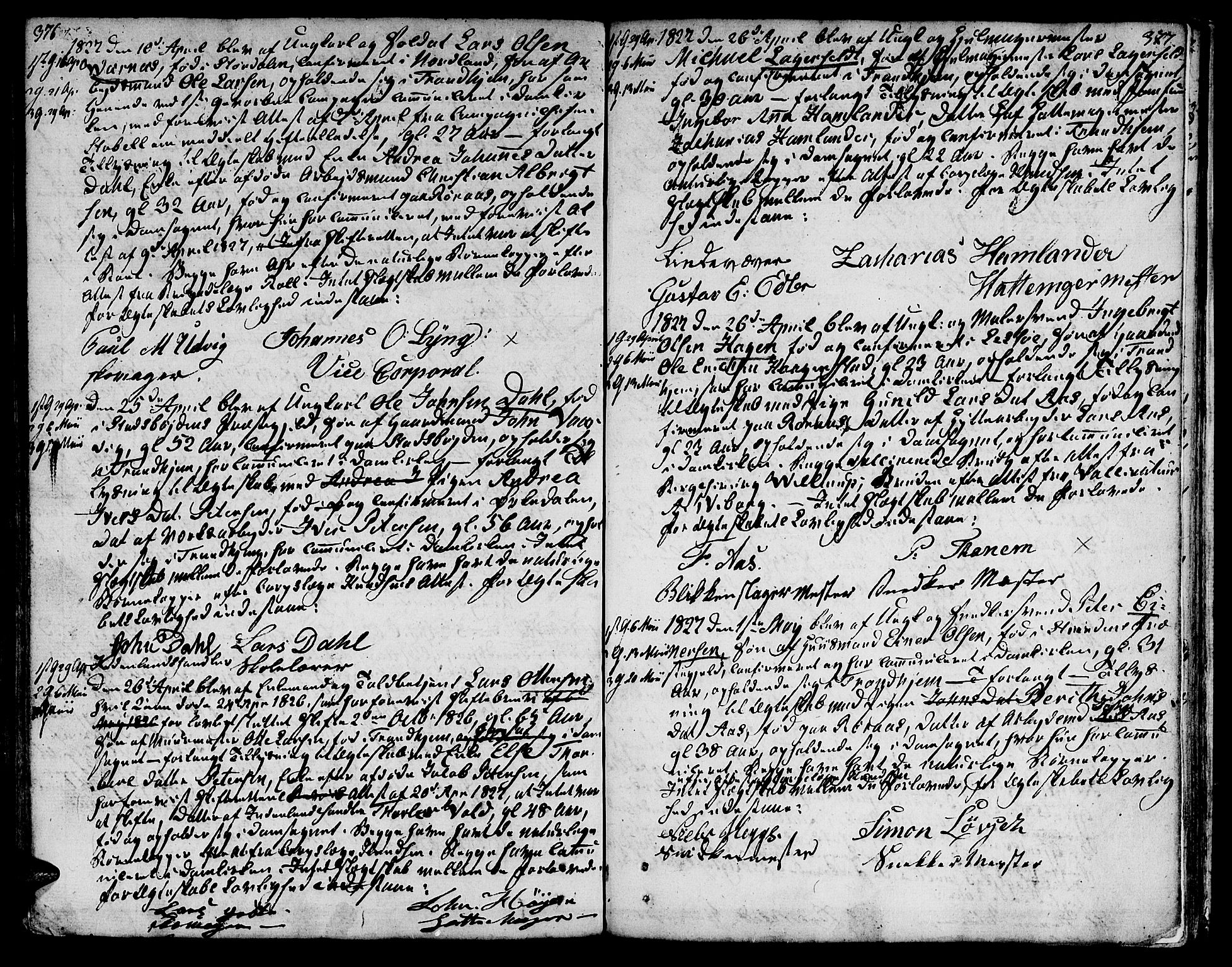 Ministerialprotokoller, klokkerbøker og fødselsregistre - Sør-Trøndelag, SAT/A-1456/601/L0042: Parish register (official) no. 601A10, 1802-1830, p. 376-377