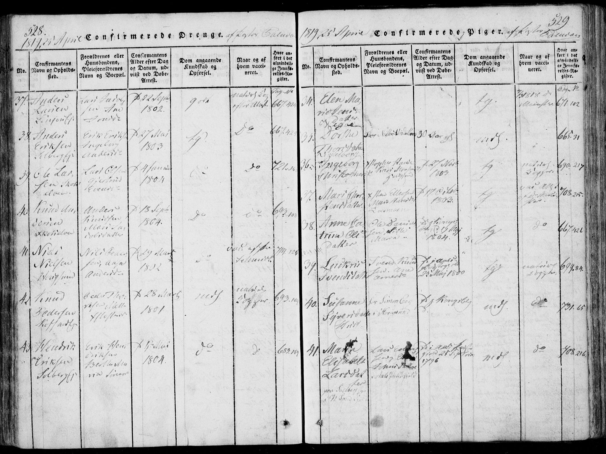 Eiker kirkebøker, AV/SAKO-A-4/F/Fa/L0011: Parish register (official) no. I 11, 1814-1827, p. 528-529