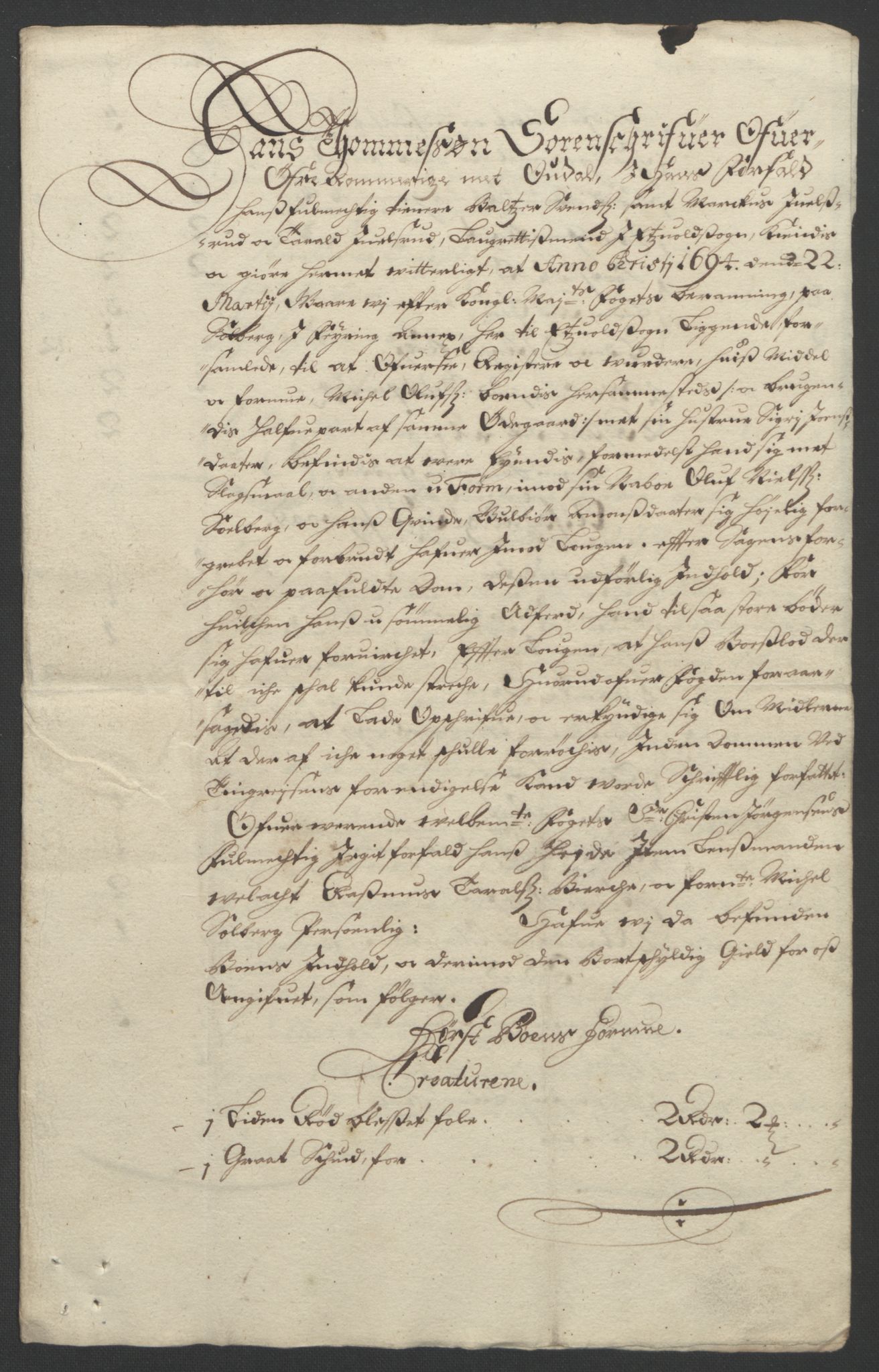 Rentekammeret inntil 1814, Reviderte regnskaper, Fogderegnskap, AV/RA-EA-4092/R12/L0706: Fogderegnskap Øvre Romerike, 1694, p. 69