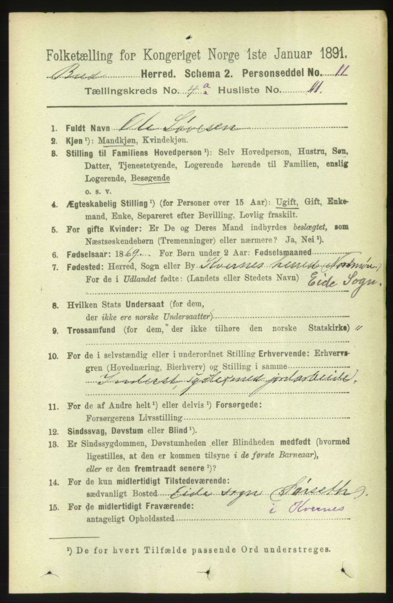 RA, 1891 census for 1549 Bud, 1891, p. 2239