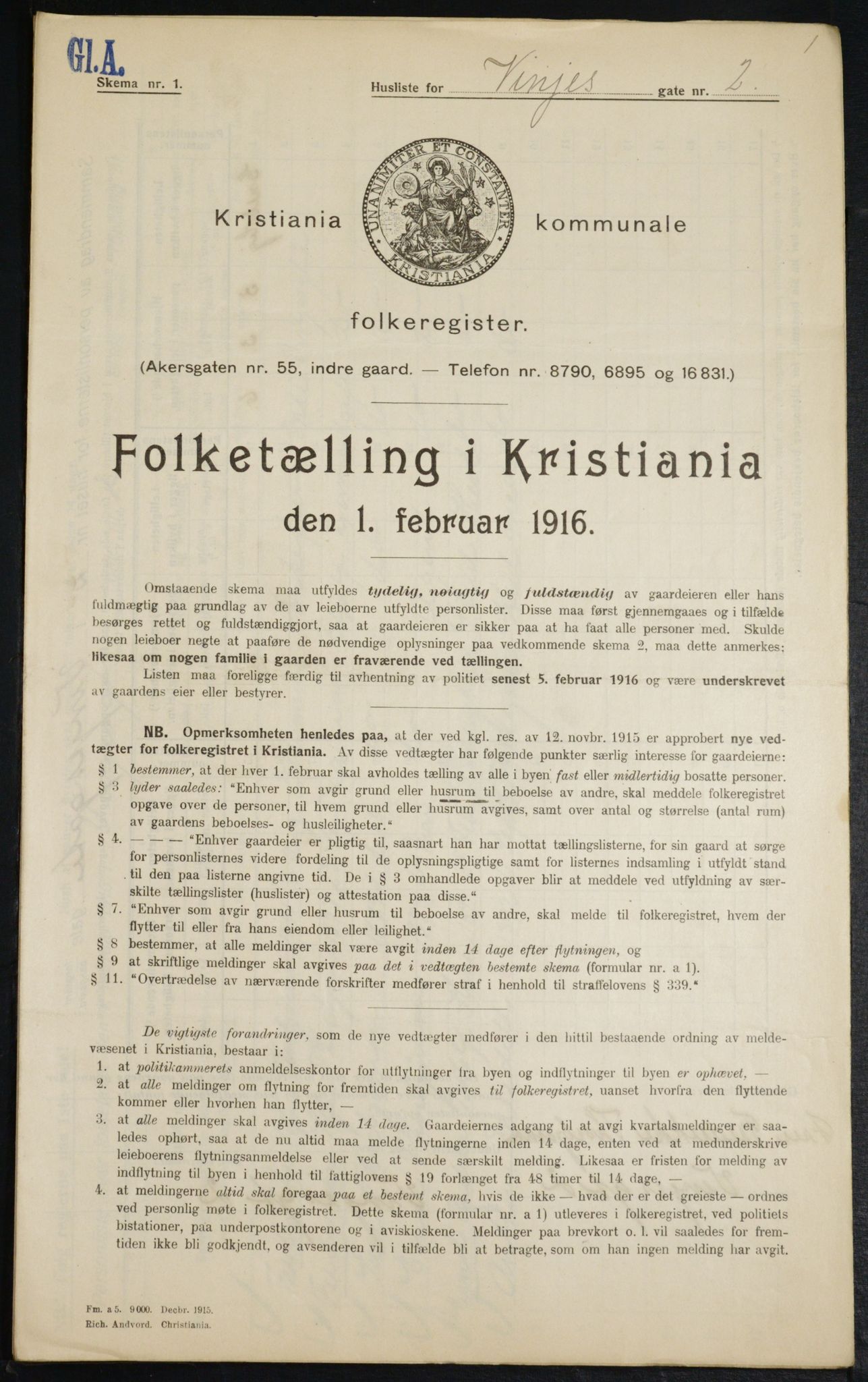 OBA, Municipal Census 1916 for Kristiania, 1916, p. 127393