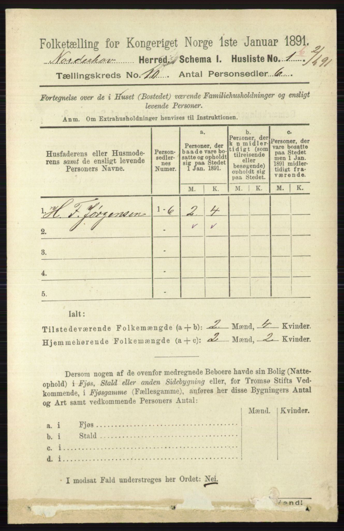 RA, 1891 census for 0613 Norderhov, 1891, p. 7423