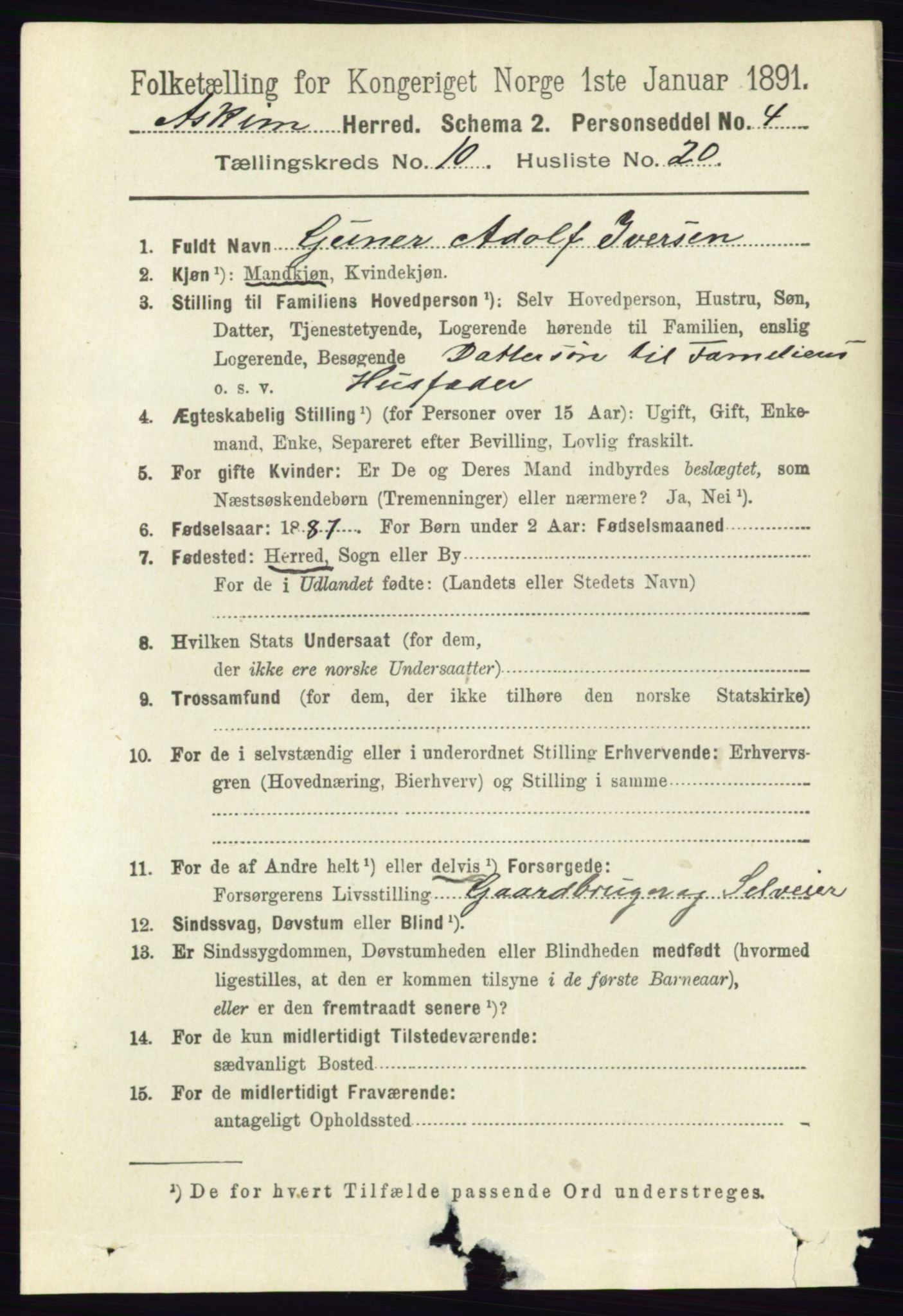 RA, 1891 census for 0124 Askim, 1891, p. 1707