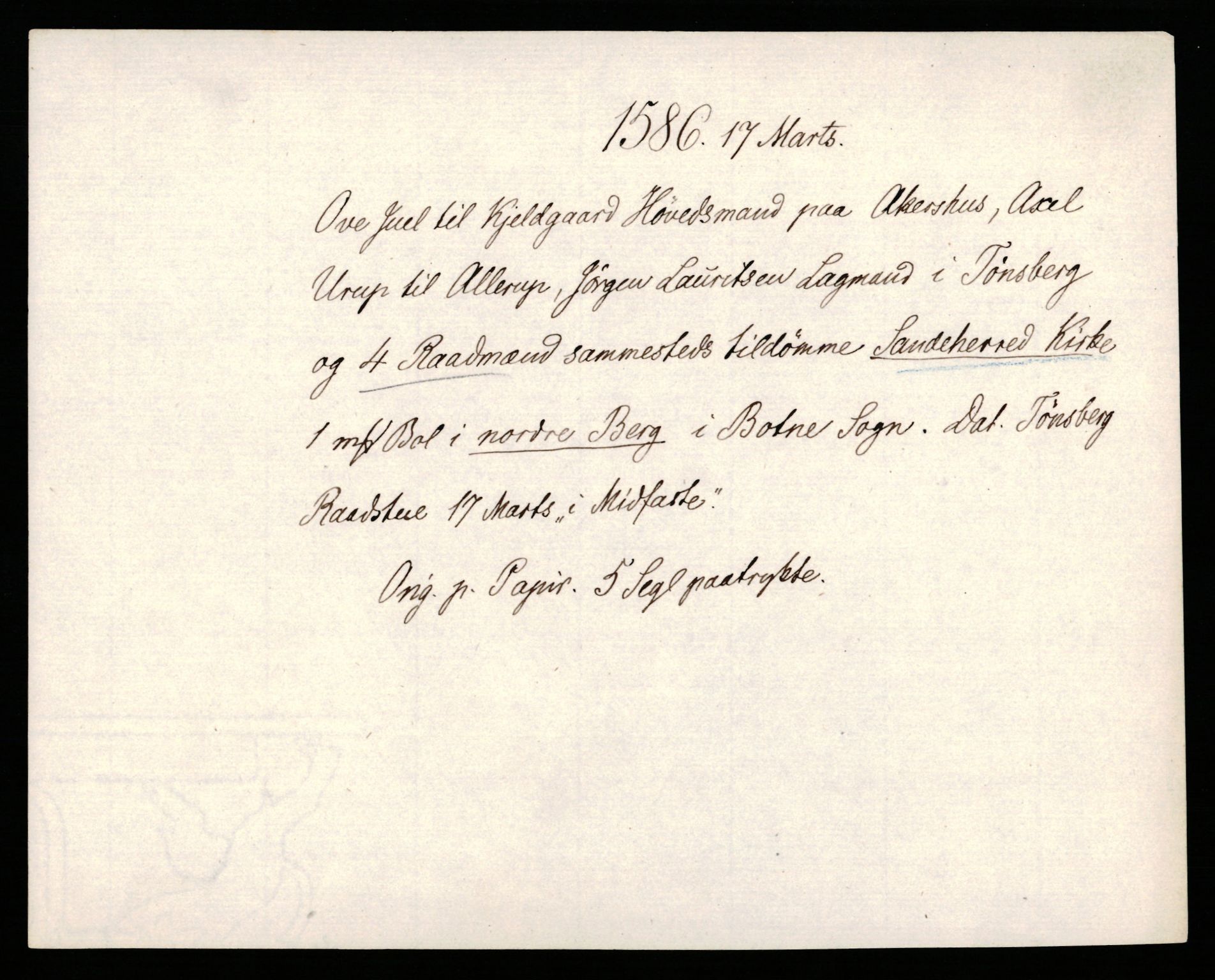 Riksarkivets diplomsamling, AV/RA-EA-5965/F35/F35b/L0003: Riksarkivets diplomer, seddelregister, 1583-1592, p. 129