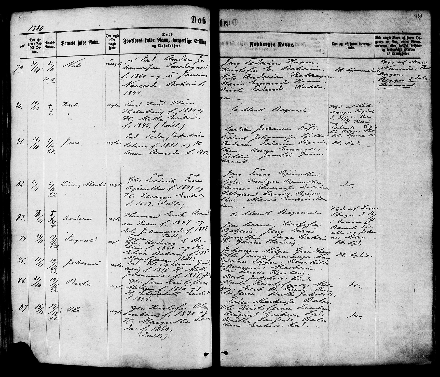 Hafslo sokneprestembete, AV/SAB-A-80301/H/Haa/Haaa/L0011: Parish register (official) no. A 11, 1873-1886, p. 49