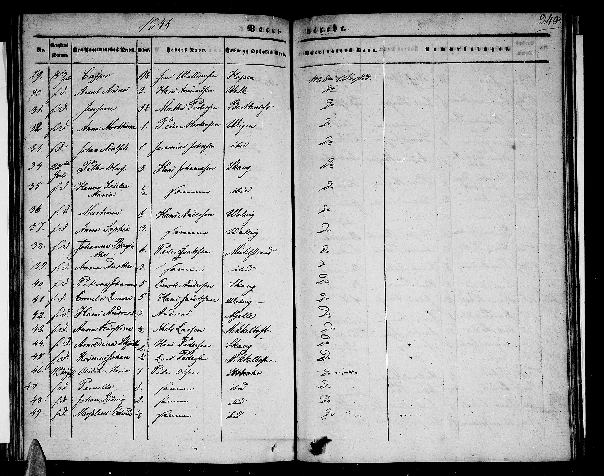 Ministerialprotokoller, klokkerbøker og fødselsregistre - Nordland, AV/SAT-A-1459/801/L0006: Parish register (official) no. 801A06, 1834-1845, p. 240