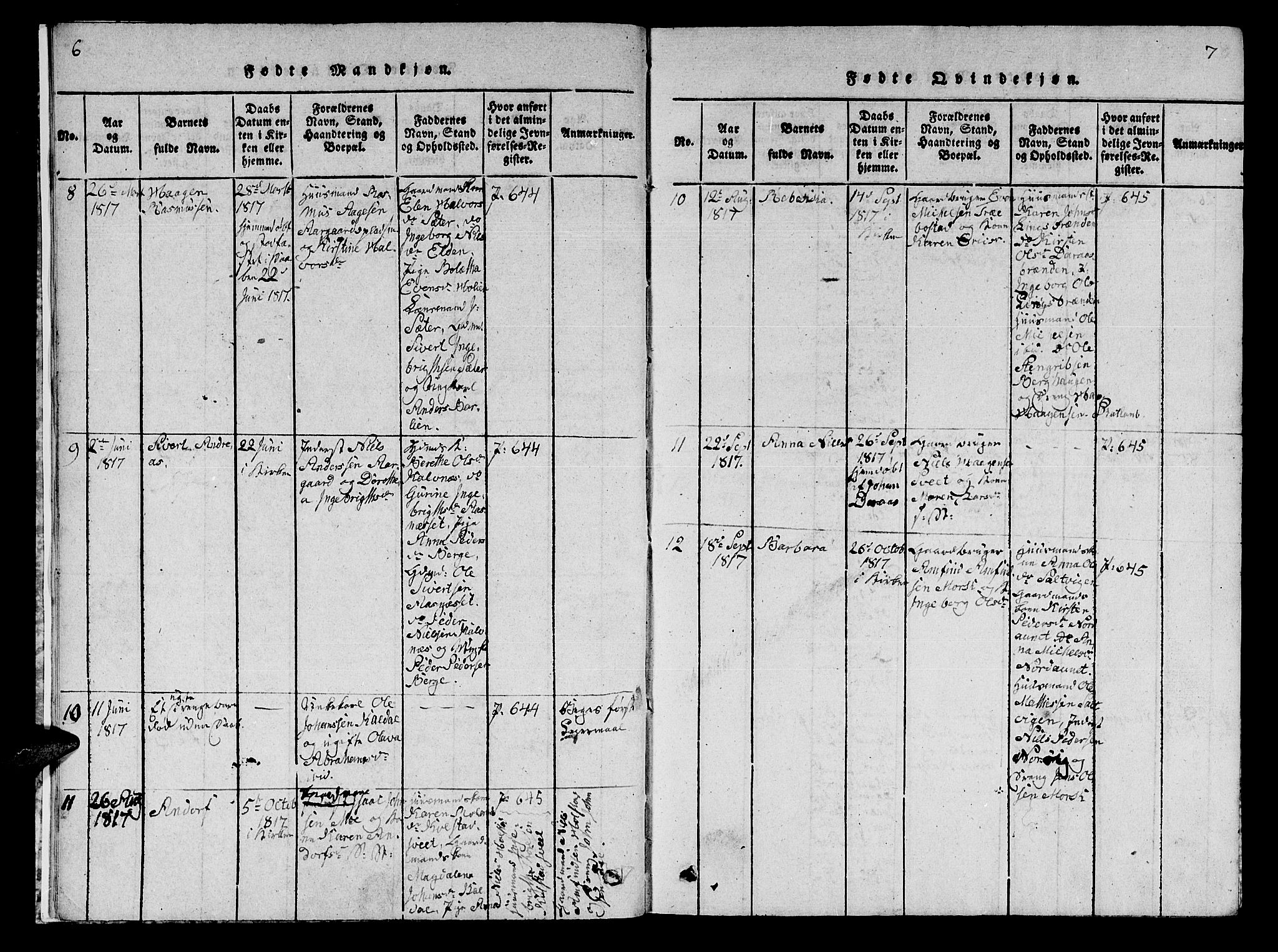 Ministerialprotokoller, klokkerbøker og fødselsregistre - Nord-Trøndelag, AV/SAT-A-1458/742/L0411: Parish register (copy) no. 742C02, 1817-1825, p. 6-7