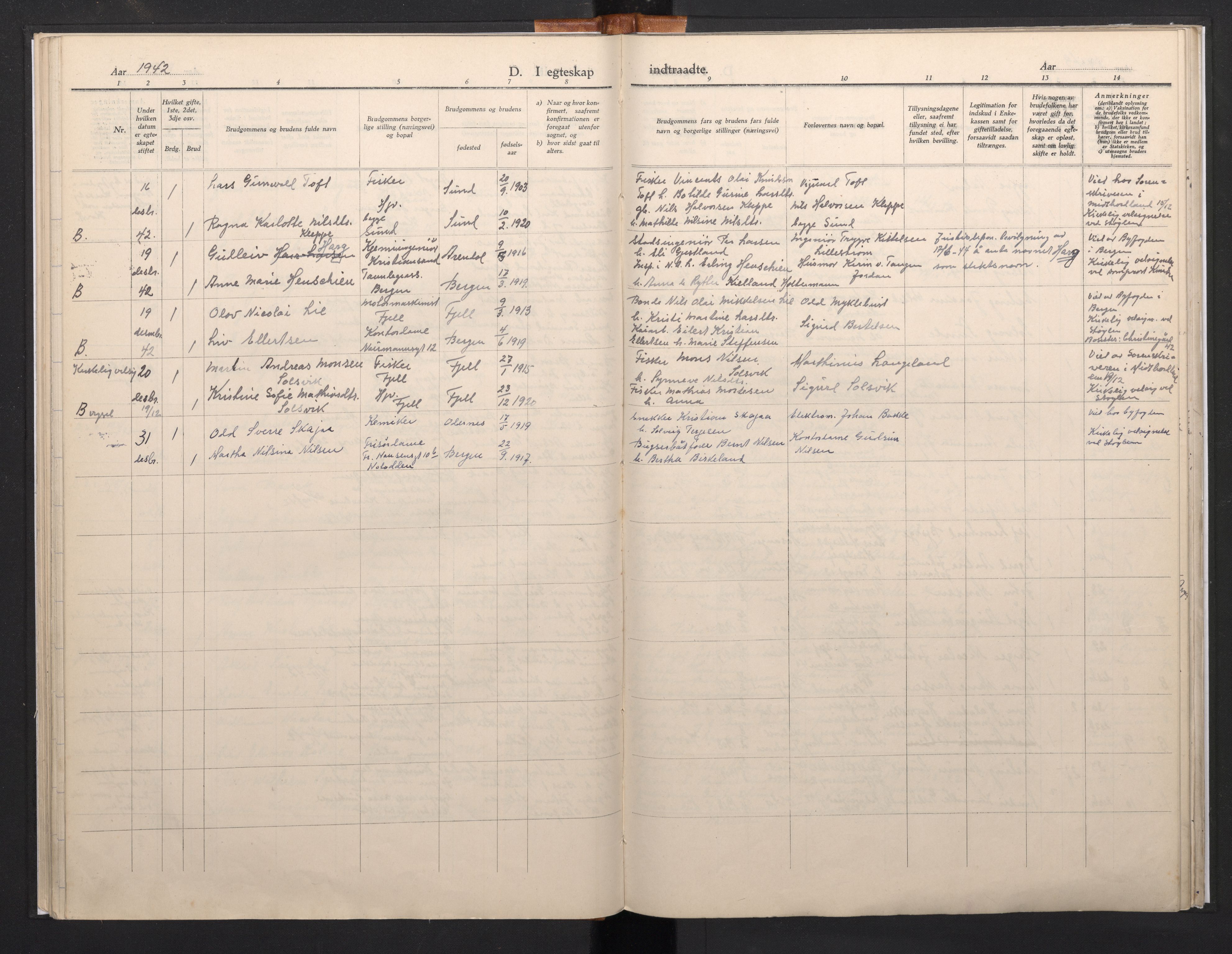 Domkirken sokneprestembete, AV/SAB-A-74801/H/Haa/L0016: Parish register (official) no. A 15, 1942-1952