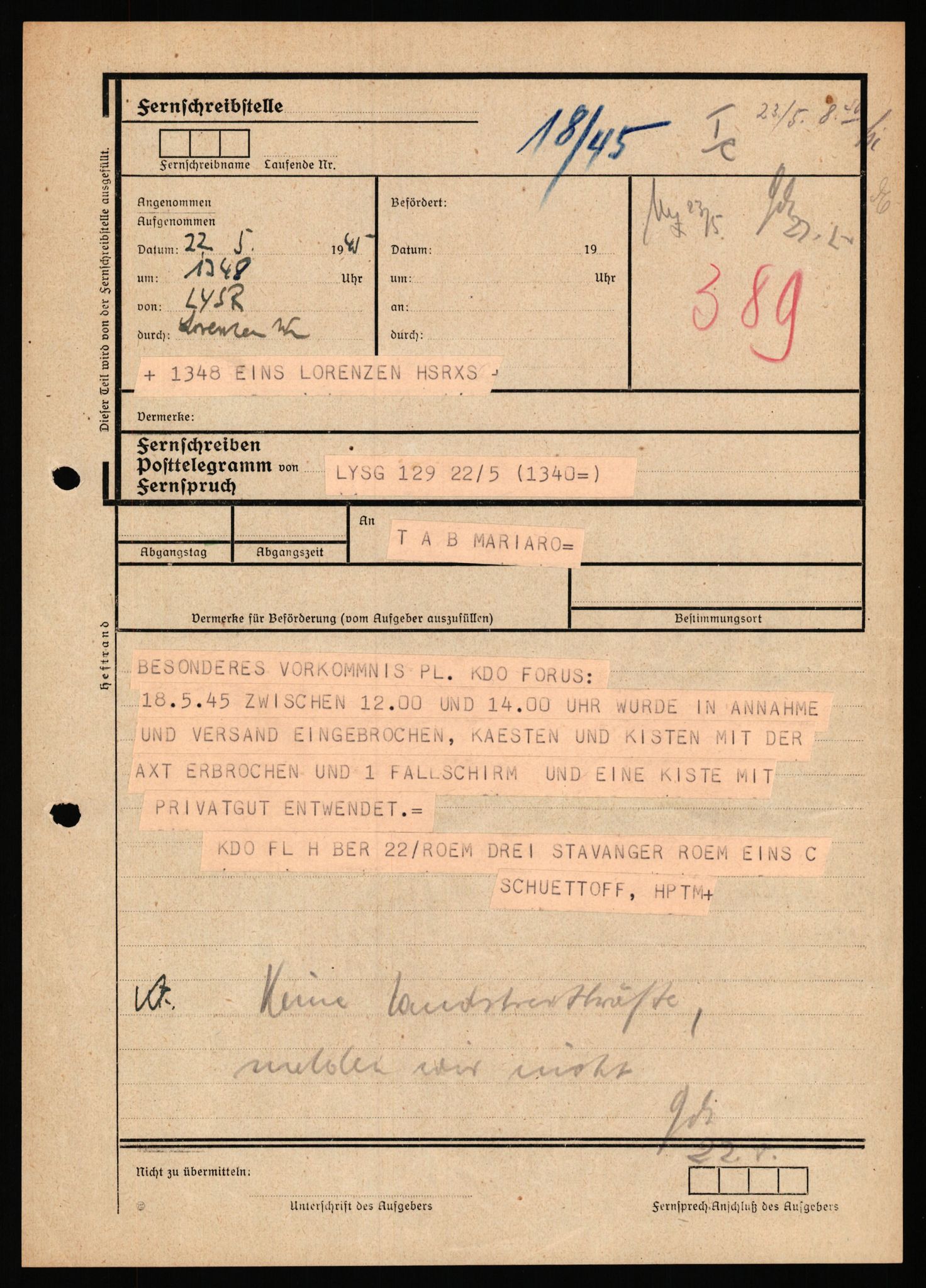 Deutscher Oberbefehlshaber Norwegen (DOBN), AV/RA-RAFA-2197/D/Dl/L0119: DB Zone Stavanger Abt. Ic, 1945, p. 141