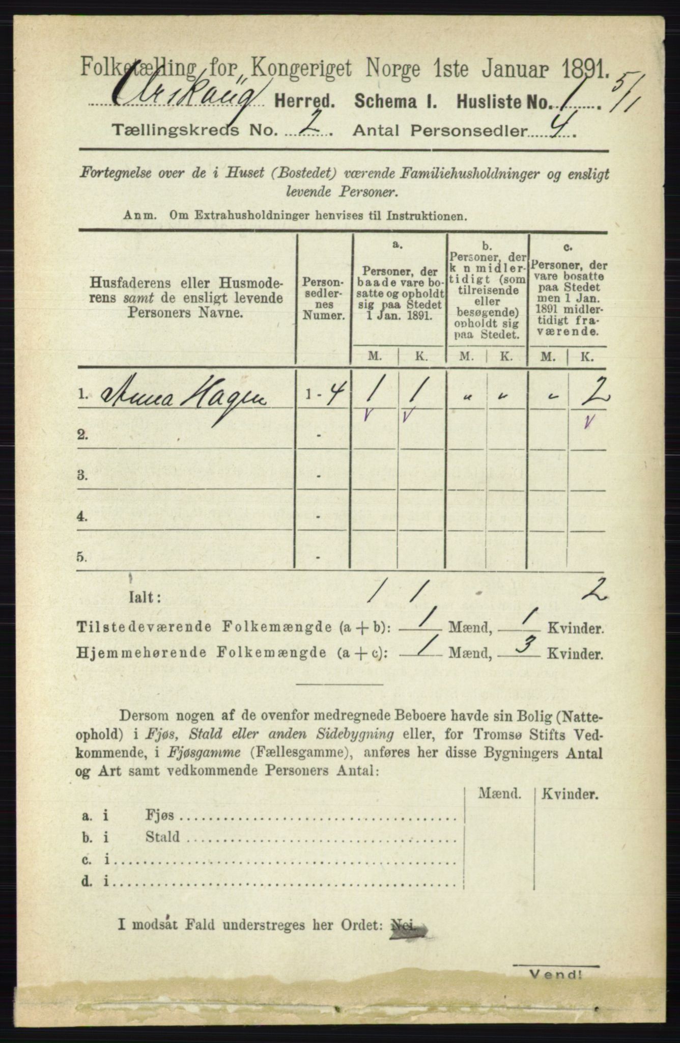 RA, 1891 census for 0224 Aurskog, 1891, p. 163