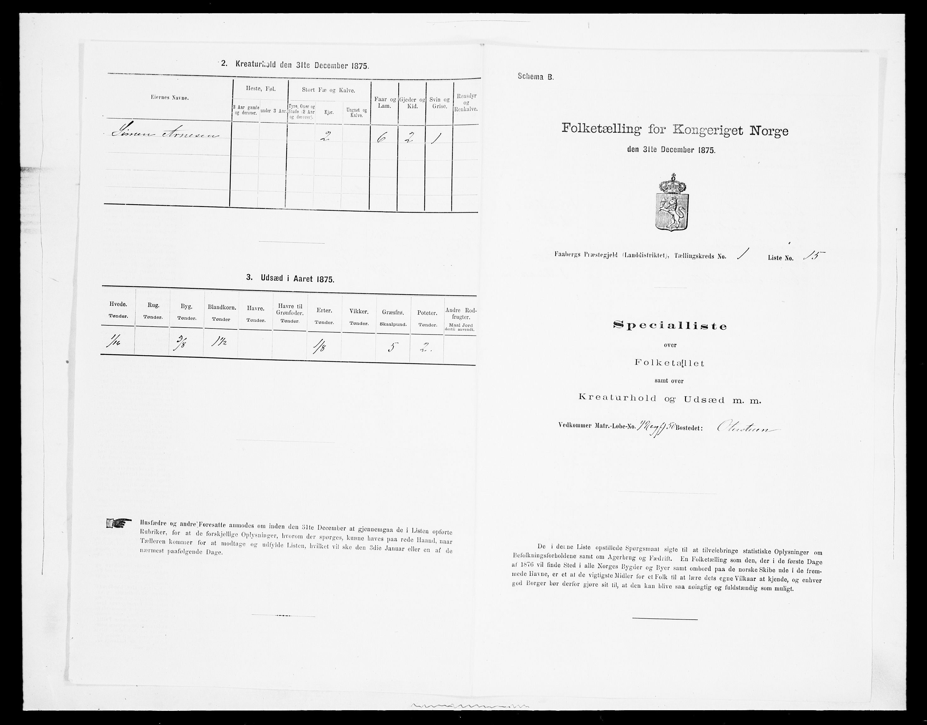 SAH, 1875 census for 0524L Fåberg/Fåberg og Lillehammer, 1875, p. 139