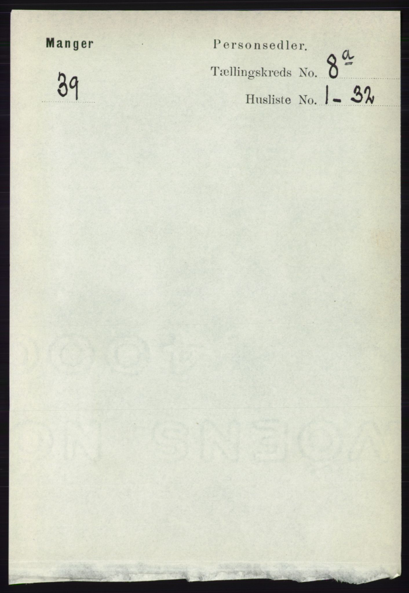 RA, 1891 census for 1261 Manger, 1891, p. 5083