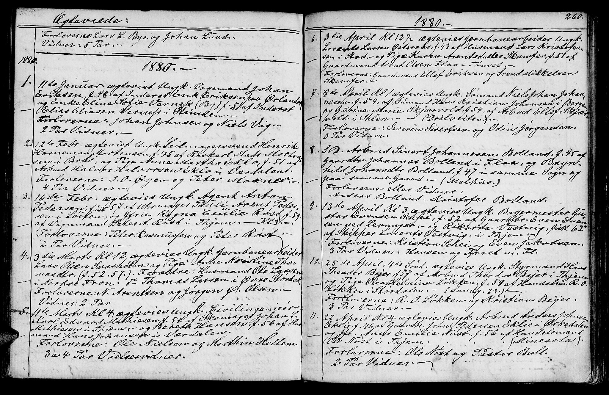 Ministerialprotokoller, klokkerbøker og fødselsregistre - Sør-Trøndelag, SAT/A-1456/602/L0142: Parish register (copy) no. 602C10, 1872-1894, p. 260