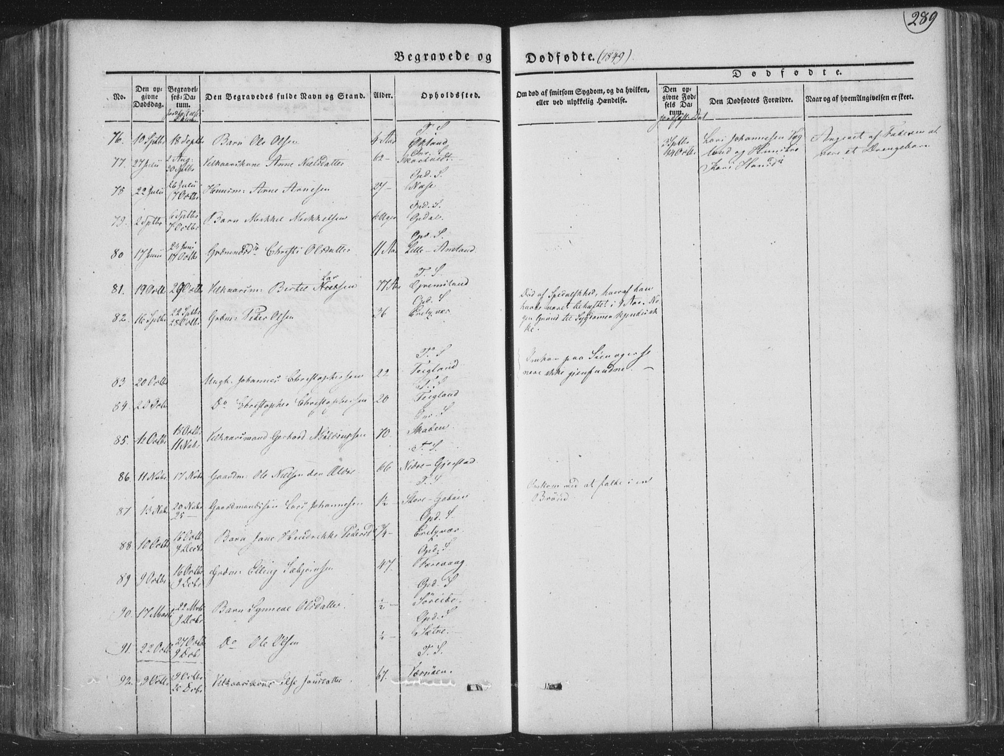 Tysnes sokneprestembete, AV/SAB-A-78601/H/Haa: Parish register (official) no. A 10, 1848-1859, p. 289