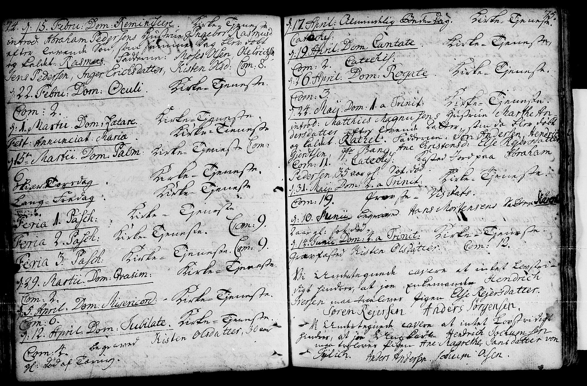 Loppa sokneprestkontor, SATØ/S-1339/H/Ha/L0001kirke: Parish register (official) no. 1 /1, 1753-1784, p. 74-75