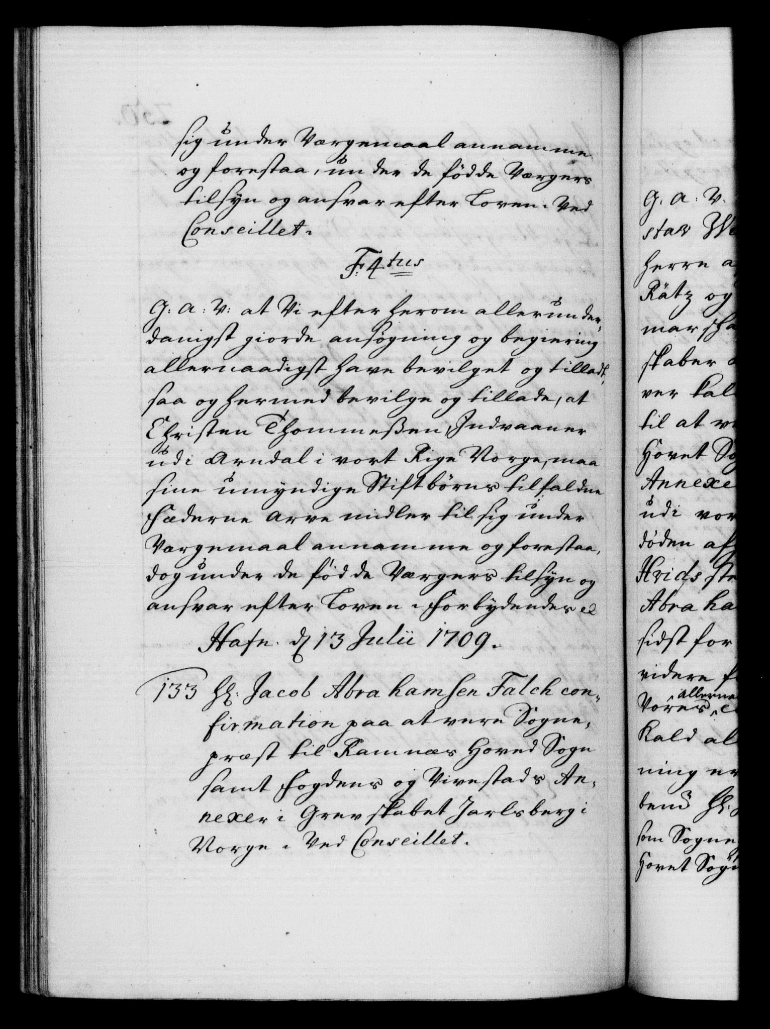 Danske Kanselli 1572-1799, AV/RA-EA-3023/F/Fc/Fca/Fcaa/L0020: Norske registre, 1708-1711, p. 250b