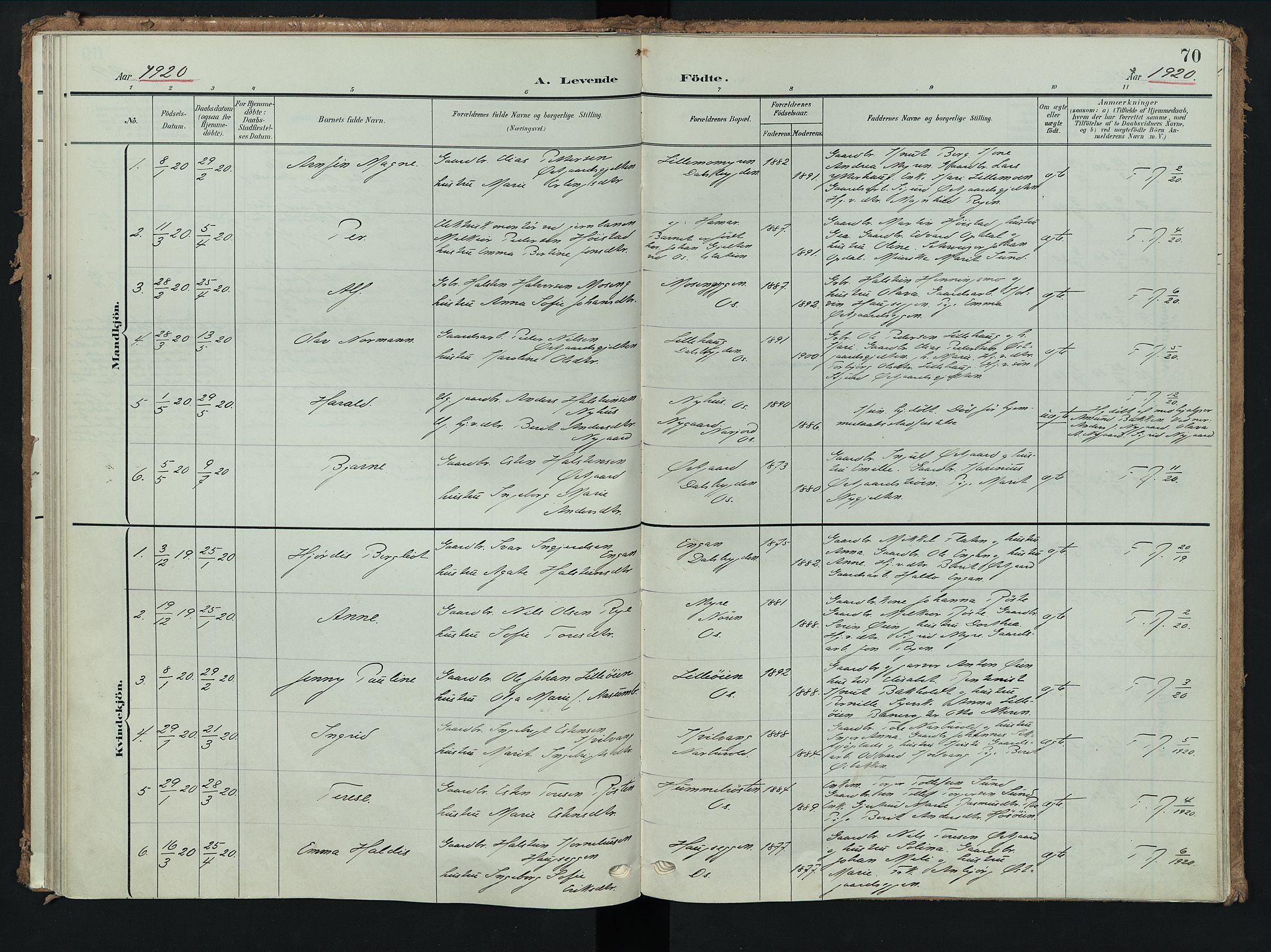 Tolga prestekontor, AV/SAH-PREST-062/K/L0009: Parish register (official) no. 9, 1903-1928, p. 70