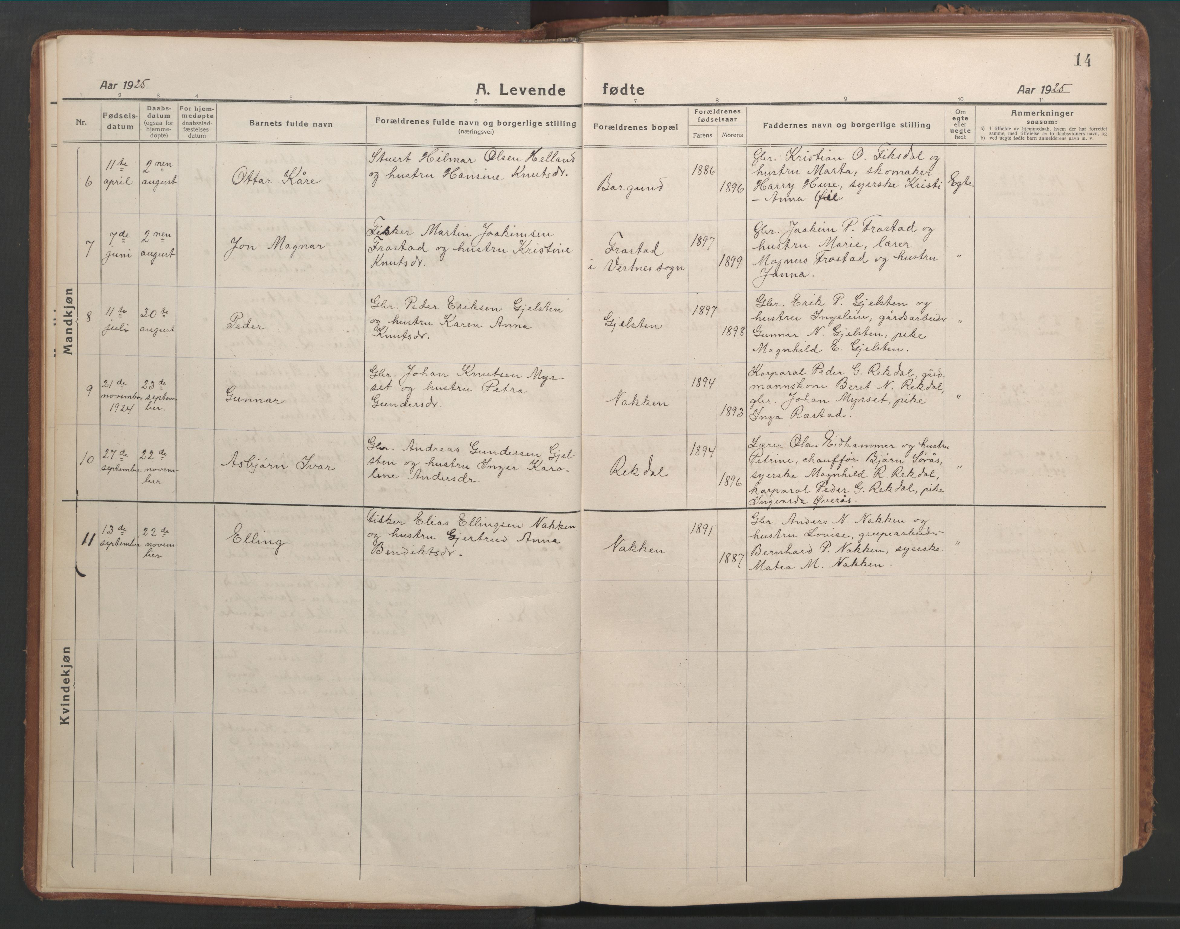 Ministerialprotokoller, klokkerbøker og fødselsregistre - Møre og Romsdal, AV/SAT-A-1454/540/L0542: Parish register (copy) no. 540C02, 1921-1967, p. 14