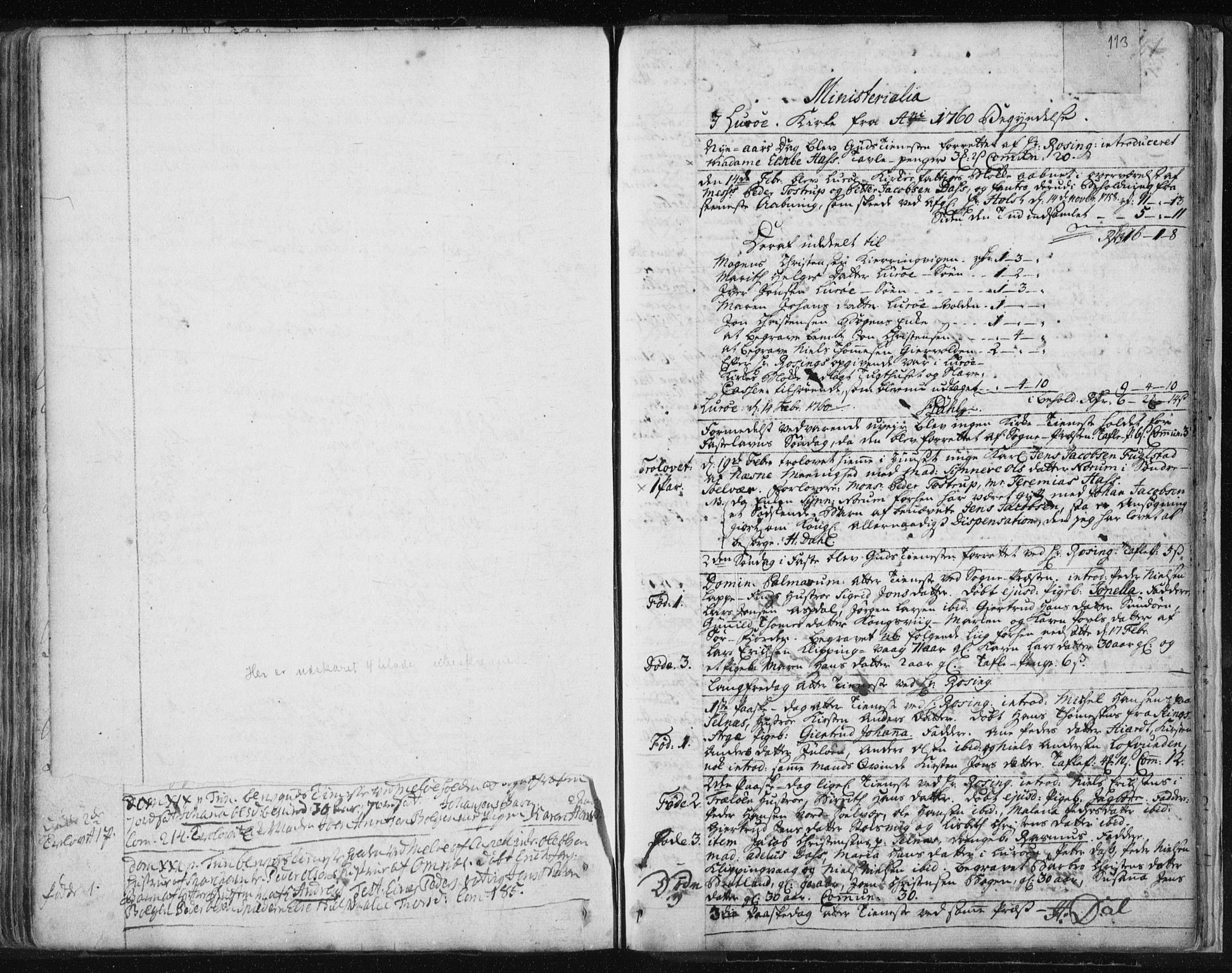 Ministerialprotokoller, klokkerbøker og fødselsregistre - Nordland, SAT/A-1459/841/L0587: Parish register (official) no. 841A02 /3, 1760-1767, p. 113