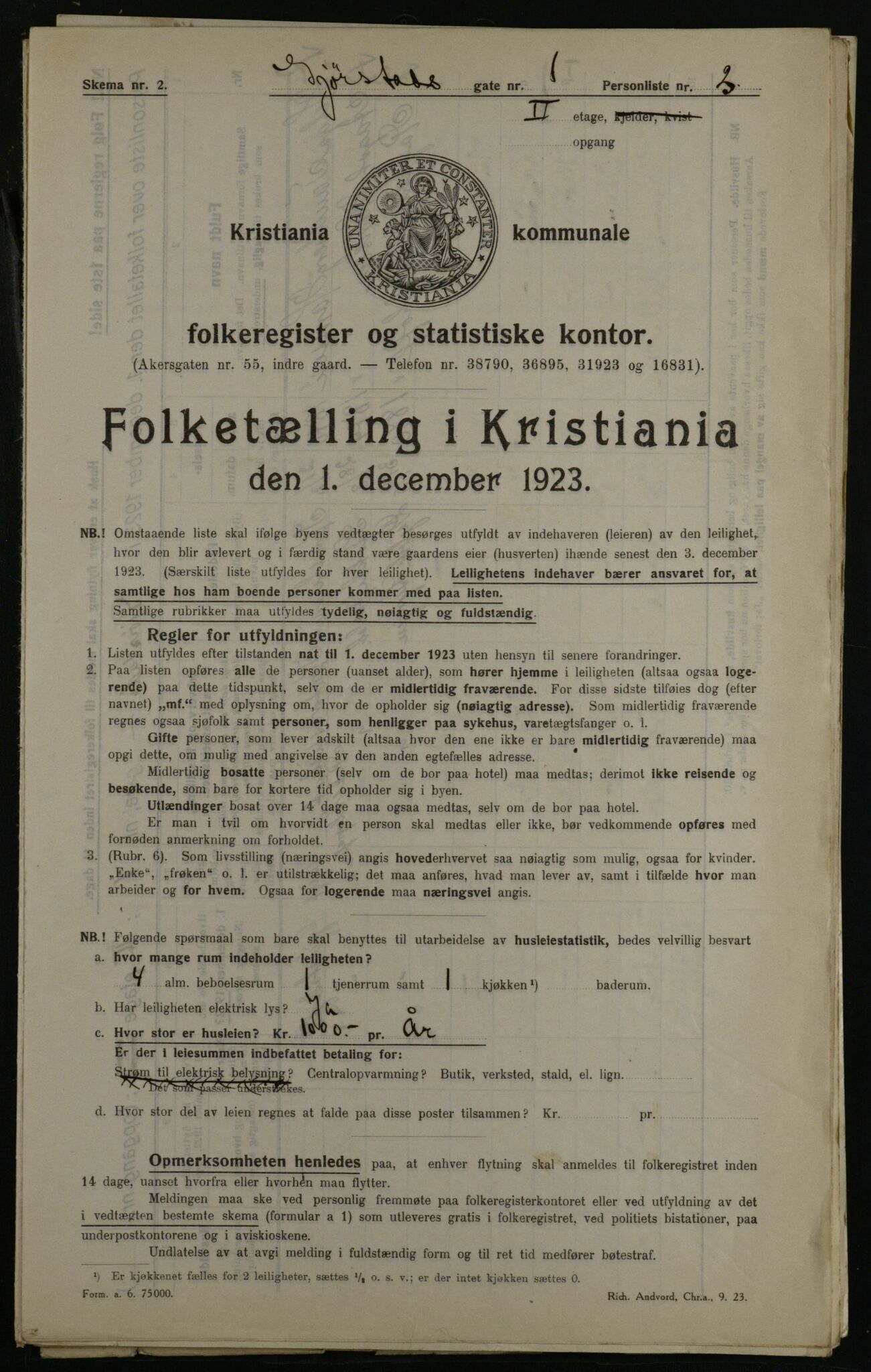 OBA, Municipal Census 1923 for Kristiania, 1923, p. 33189