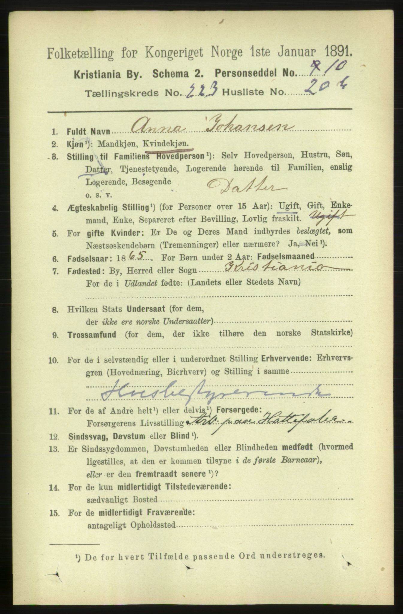 RA, 1891 census for 0301 Kristiania, 1891, p. 135158