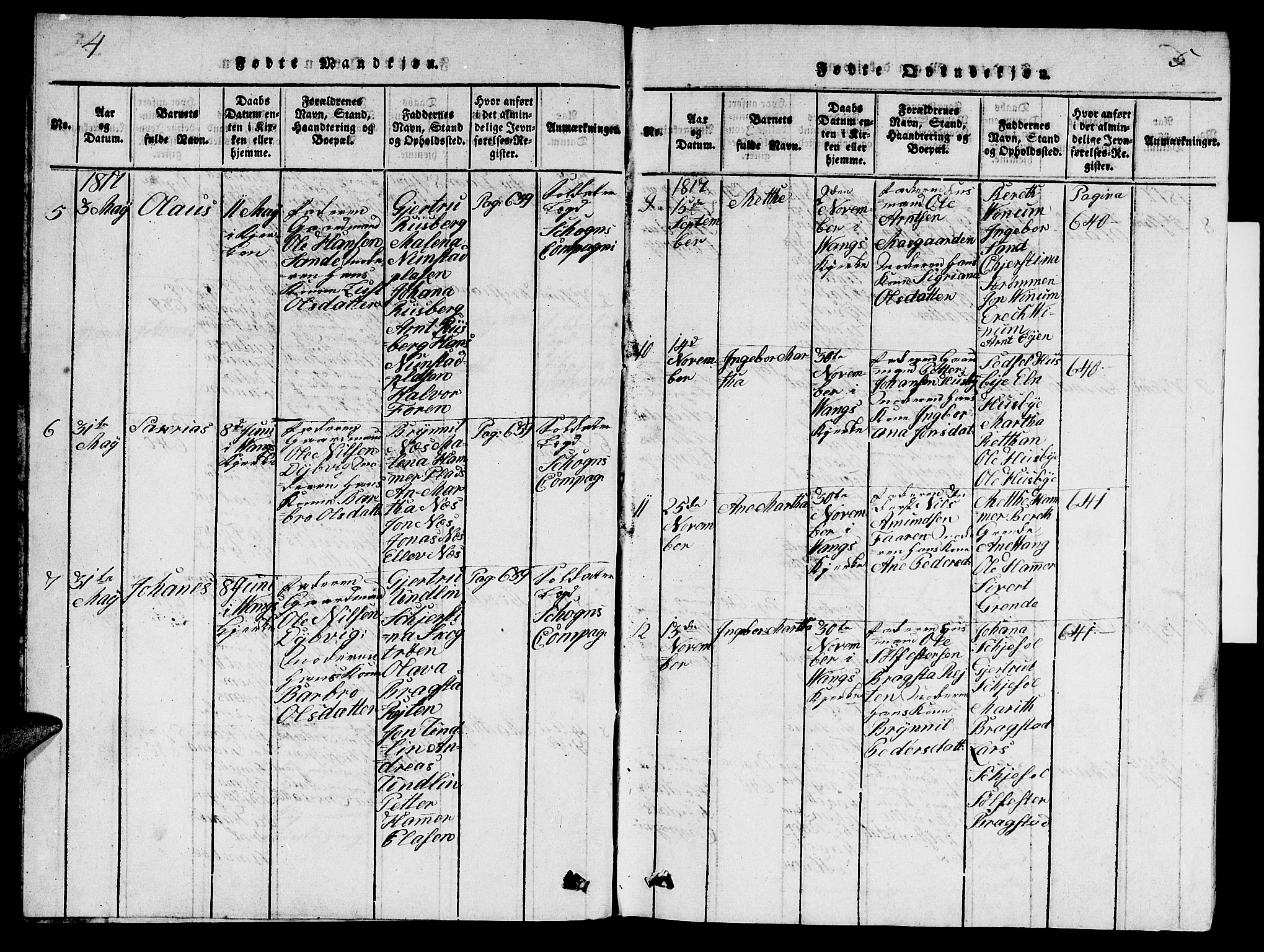 Ministerialprotokoller, klokkerbøker og fødselsregistre - Nord-Trøndelag, SAT/A-1458/714/L0132: Parish register (copy) no. 714C01, 1817-1824, p. 4-5