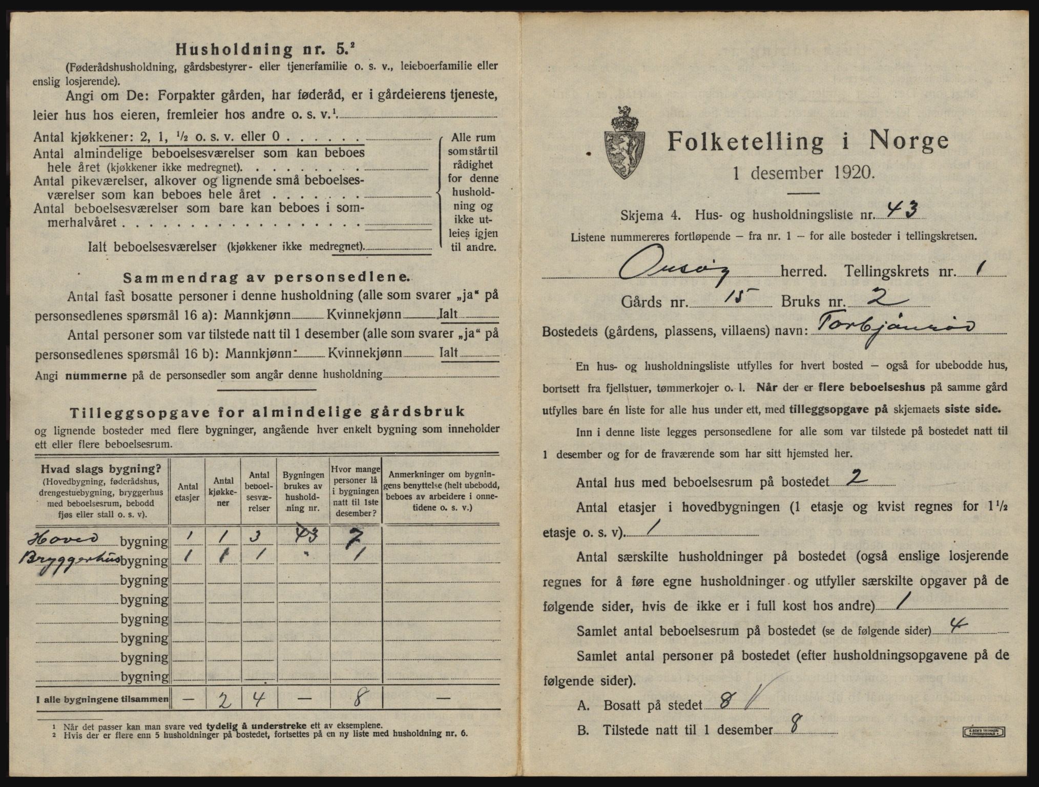 SAO, 1920 census for Onsøy, 1920, p. 154