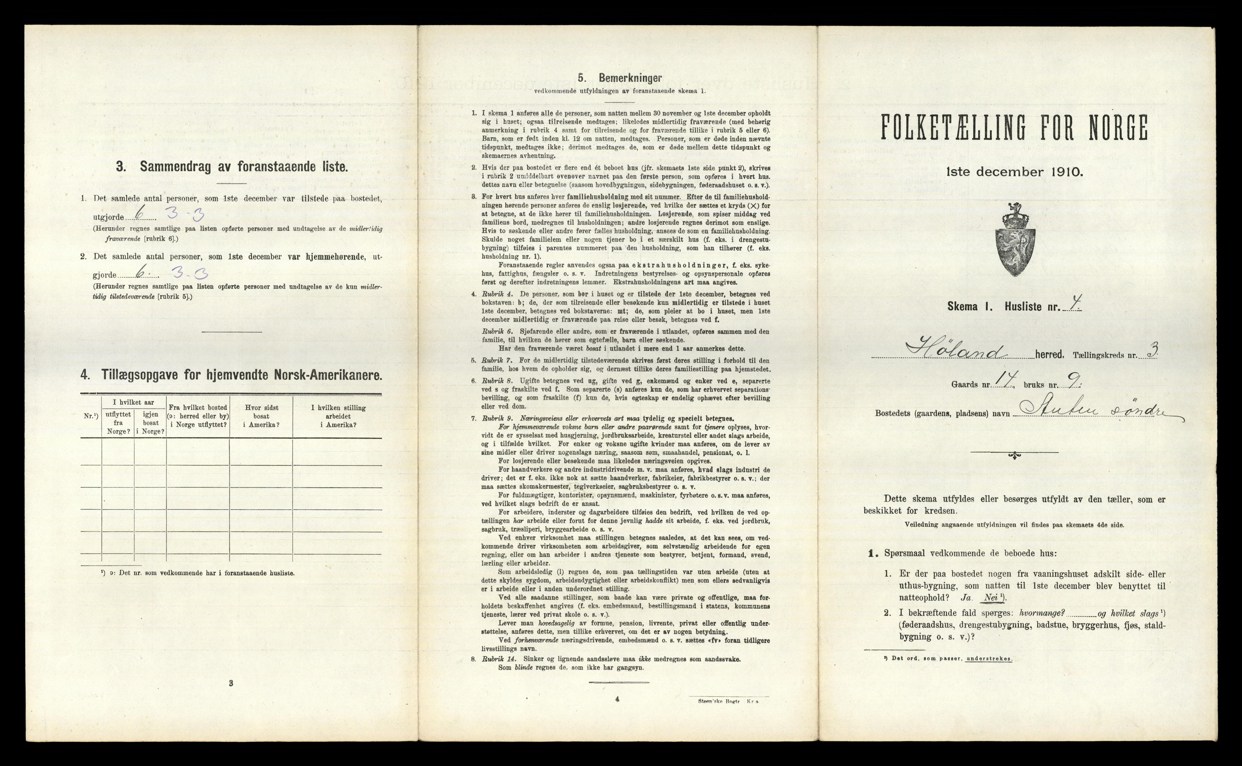 RA, 1910 census for Høland, 1910, p. 511