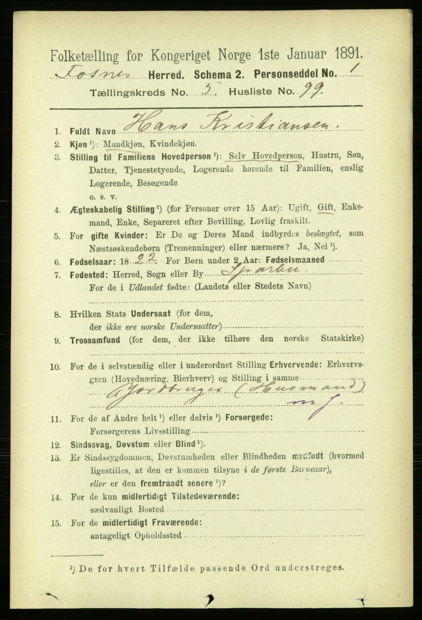 RA, 1891 census for 1748 Fosnes, 1891, p. 2652