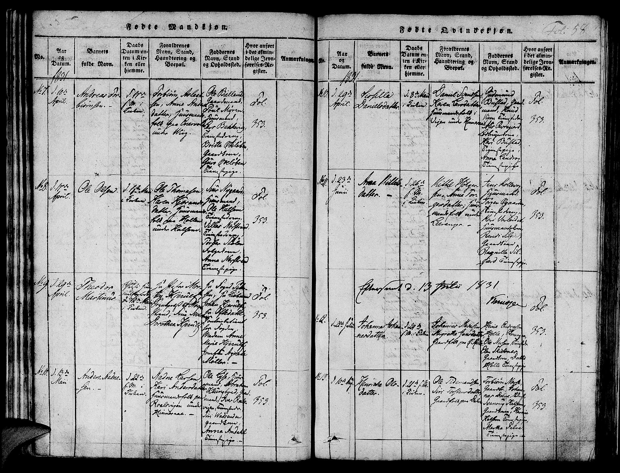 Nedstrand sokneprestkontor, AV/SAST-A-101841/01/IV: Parish register (official) no. A 6, 1816-1838, p. 58