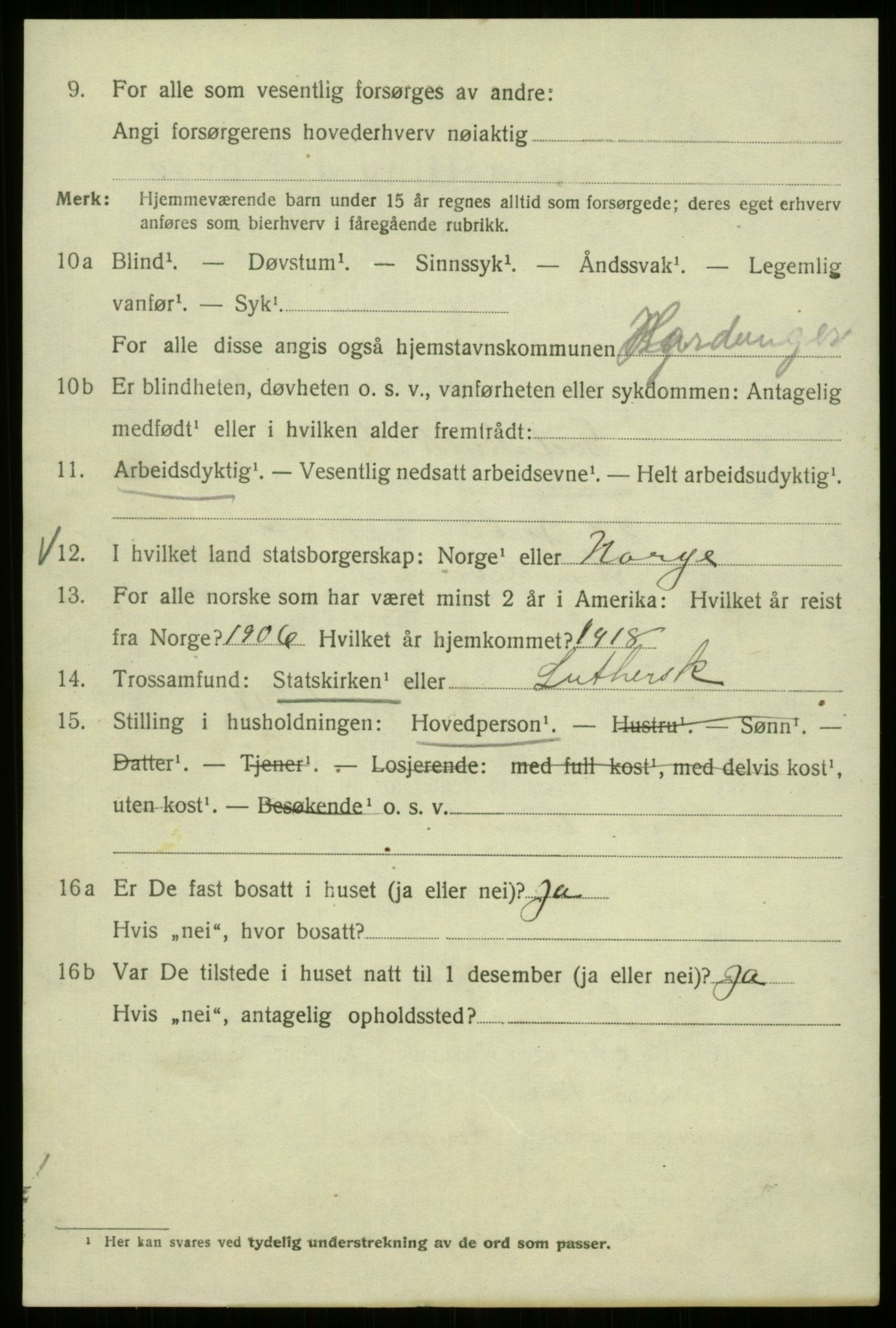 SAB, 1920 census for Bergen, 1920, p. 191194