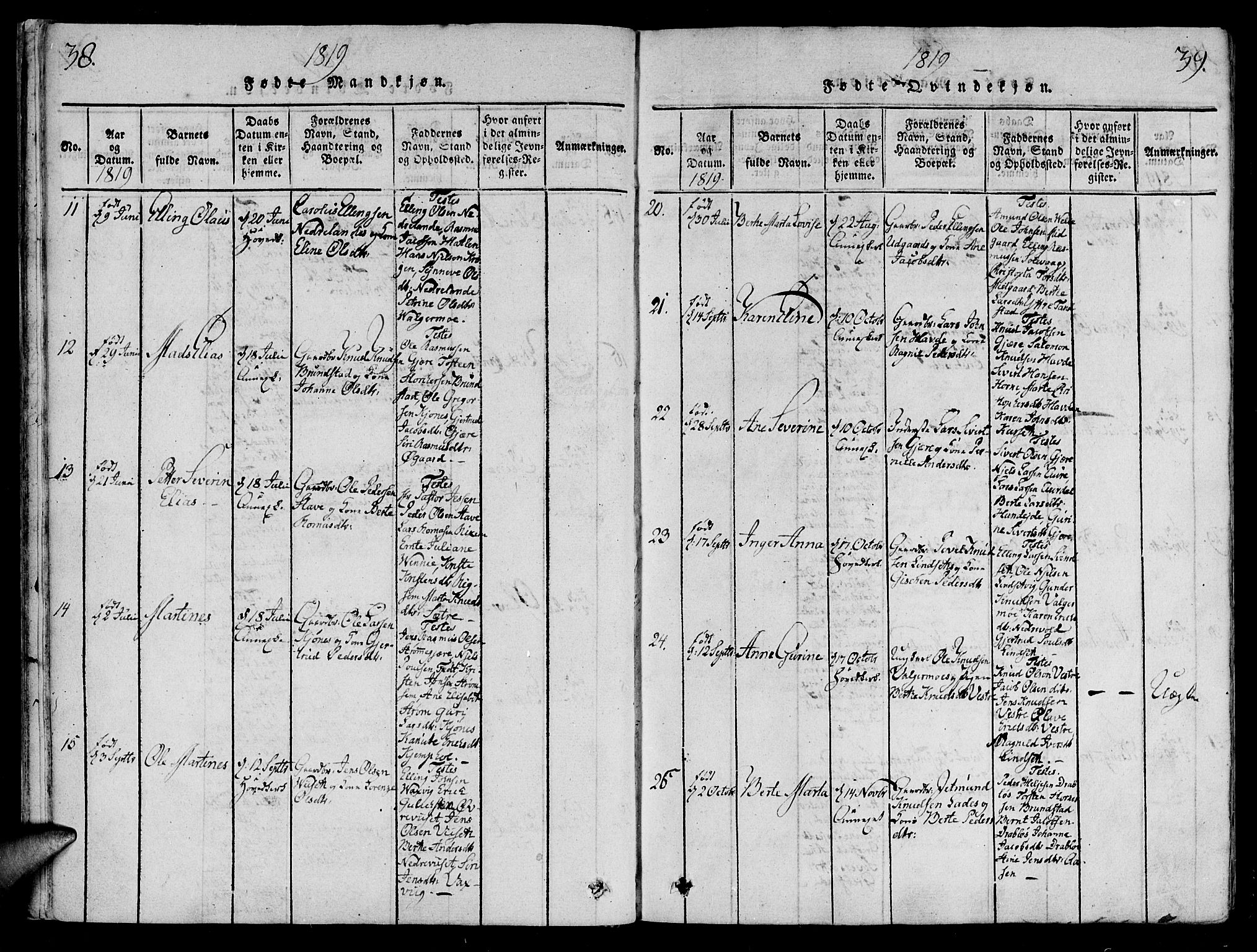 Ministerialprotokoller, klokkerbøker og fødselsregistre - Møre og Romsdal, AV/SAT-A-1454/522/L0310: Parish register (official) no. 522A05, 1816-1832, p. 38-39