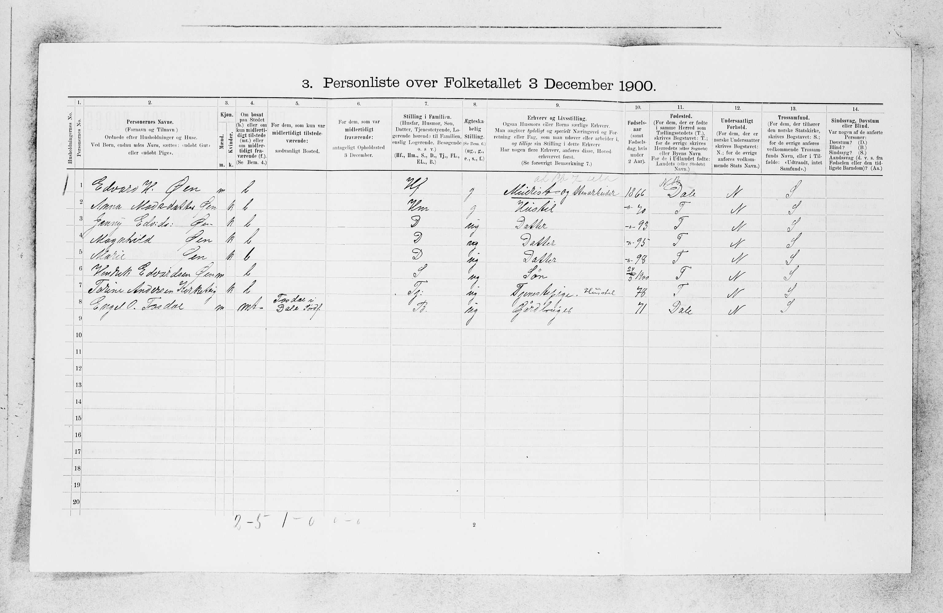 SAB, 1900 census for Førde, 1900, p. 369