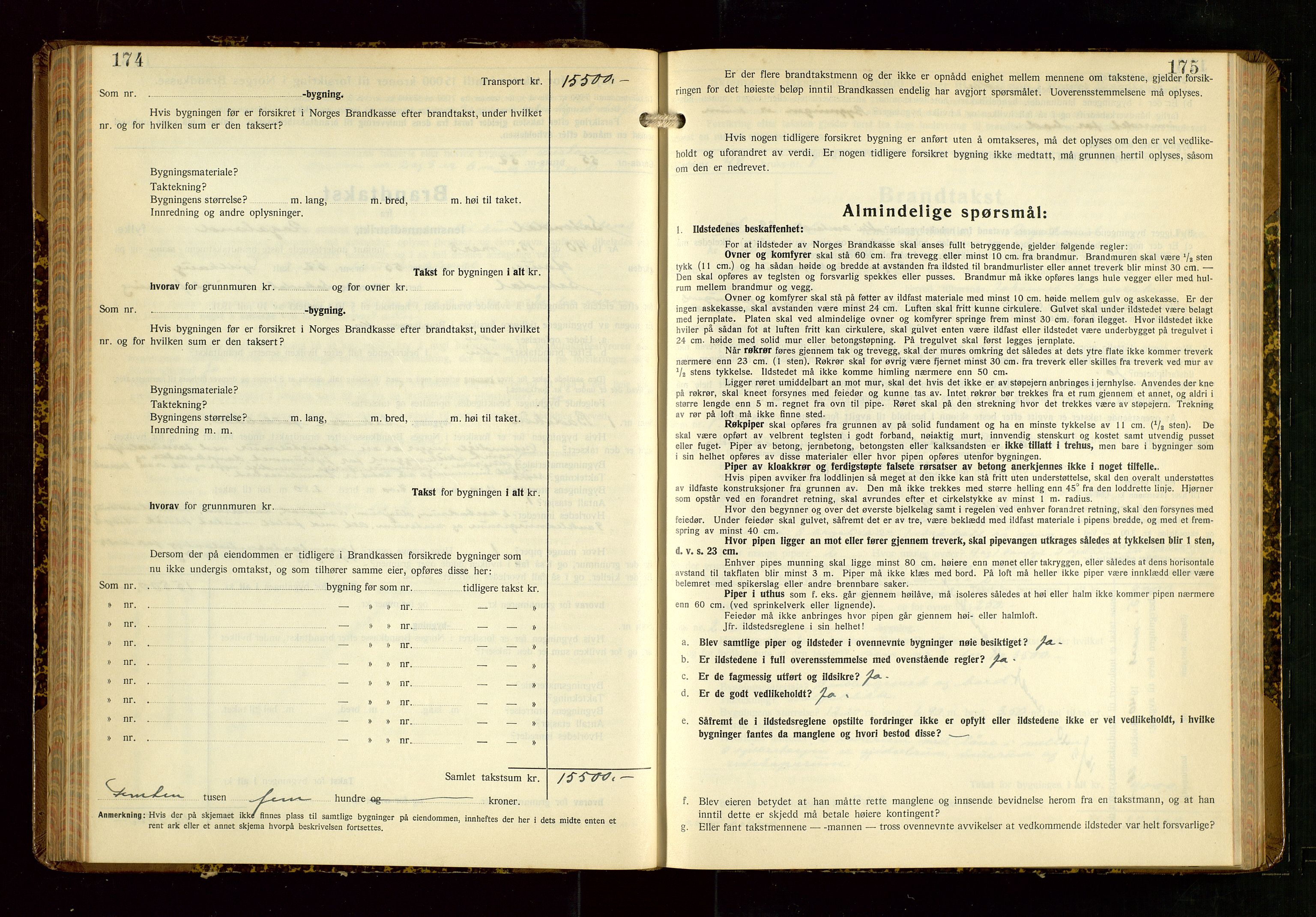 Sokndal lensmannskontor, SAST/A-100417/Gob/L0008: "Brandtakst-Protokoll", 1937-1955, p. 174-175