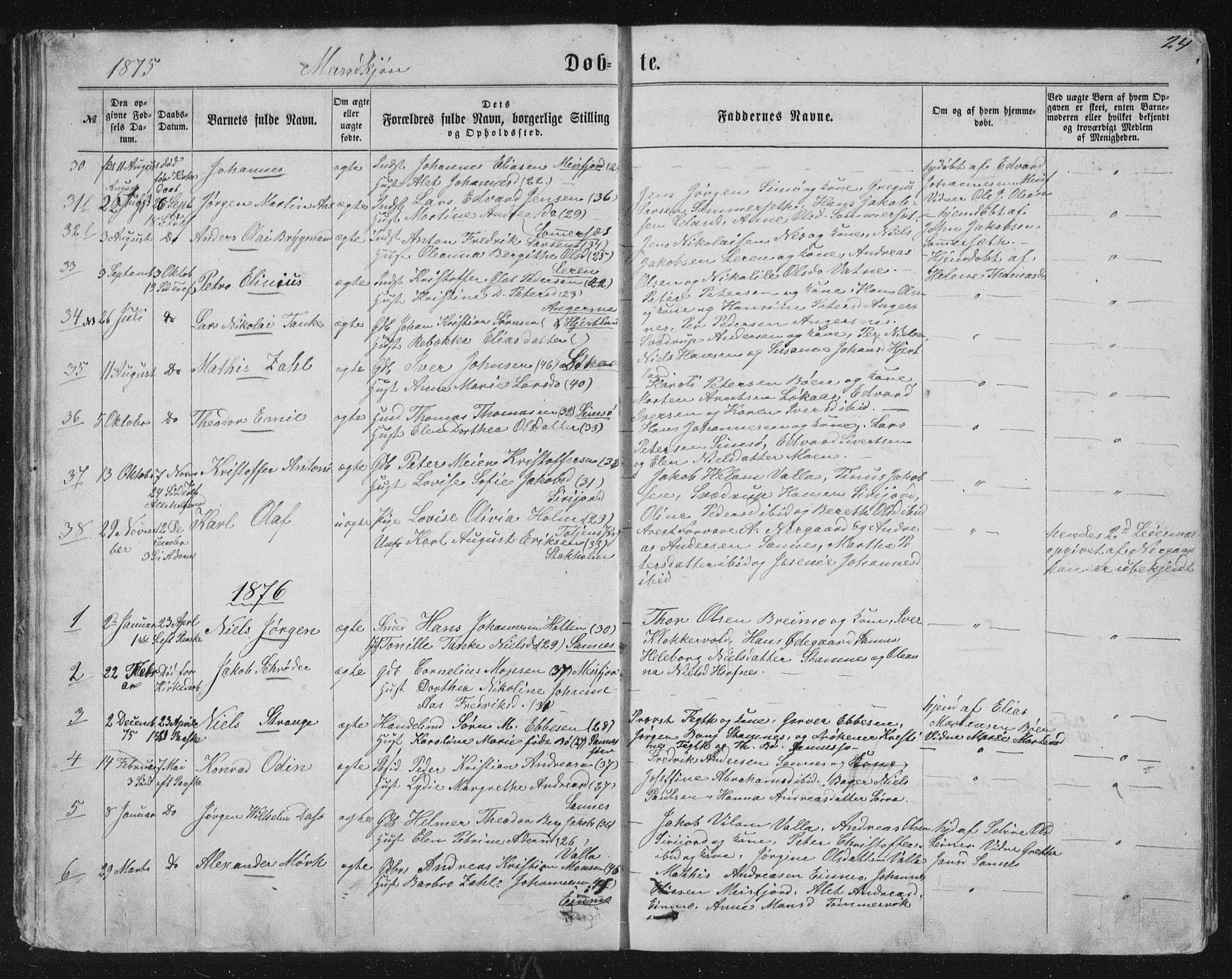 Ministerialprotokoller, klokkerbøker og fødselsregistre - Nordland, AV/SAT-A-1459/831/L0476: Parish register (copy) no. 831C03, 1866-1877, p. 24