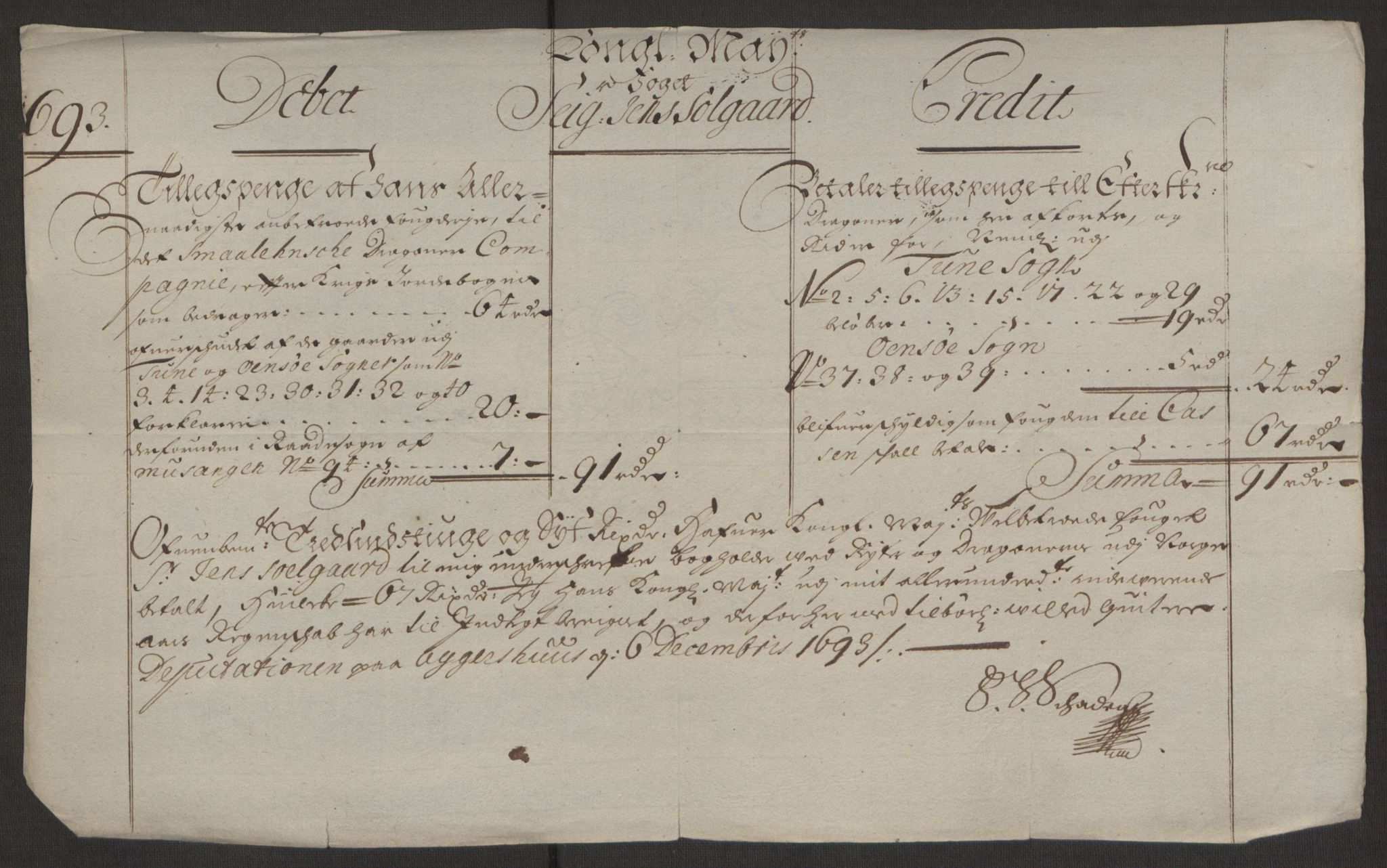 Rentekammeret inntil 1814, Reviderte regnskaper, Fogderegnskap, AV/RA-EA-4092/R03/L0120: Fogderegnskap Onsøy, Tune, Veme og Åbygge fogderi, 1692-1693, p. 384