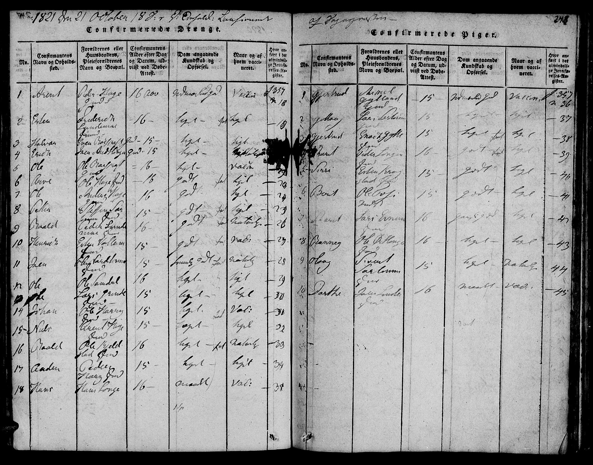 Ministerialprotokoller, klokkerbøker og fødselsregistre - Sør-Trøndelag, SAT/A-1456/692/L1102: Parish register (official) no. 692A02, 1816-1842, p. 248