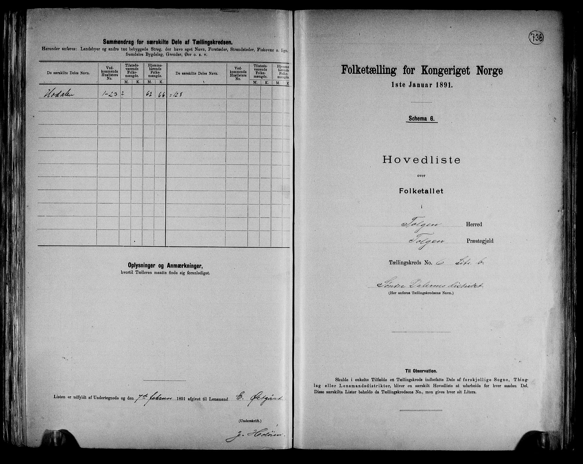 RA, 1891 census for 0436 Tolga, 1891, p. 22
