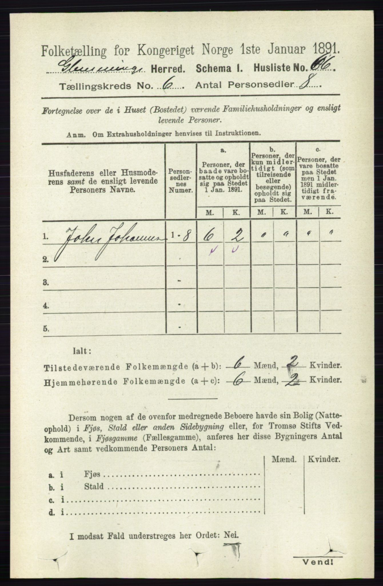 RA, 1891 census for 0132 Glemmen, 1891, p. 7378