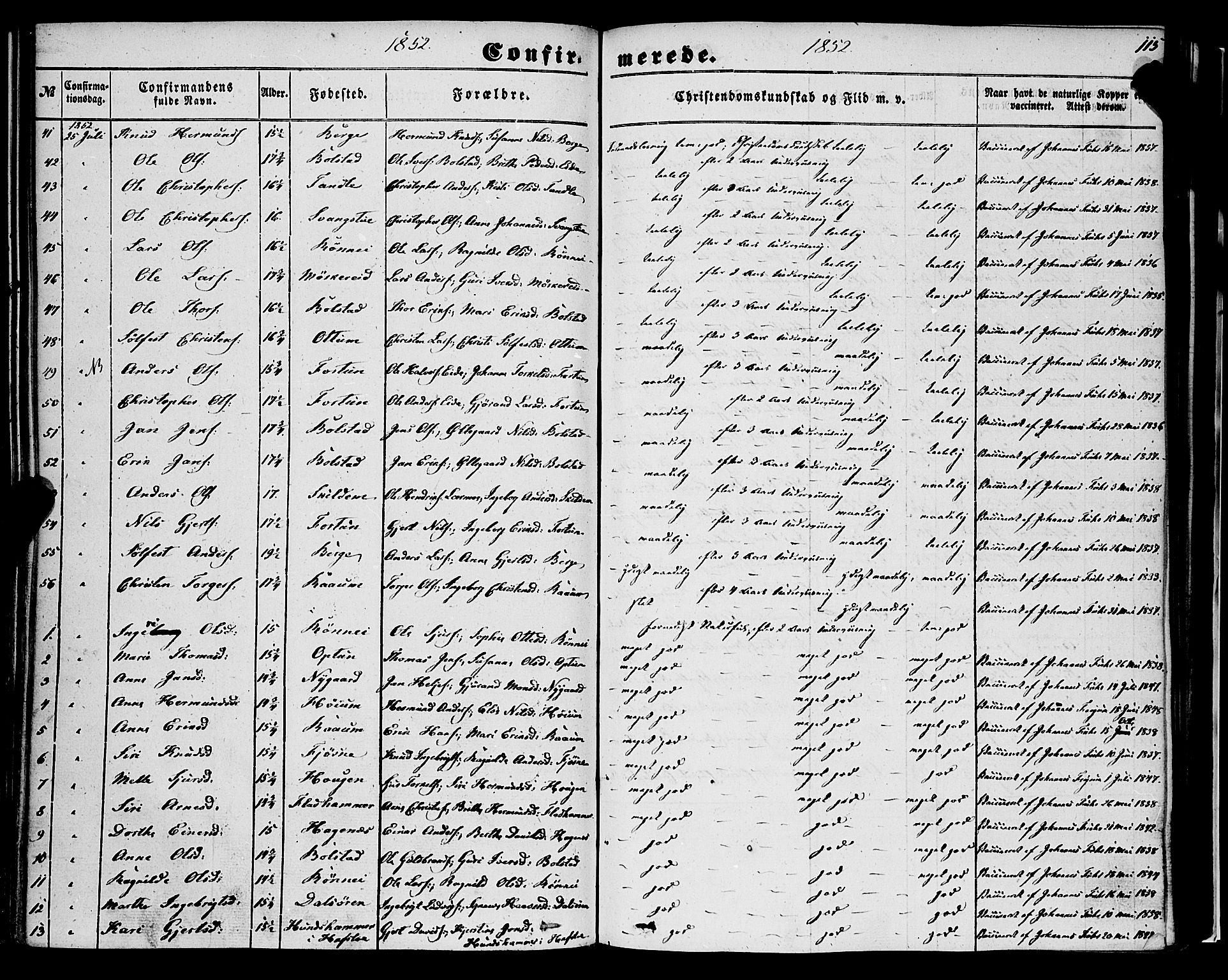 Luster sokneprestembete, AV/SAB-A-81101/H/Haa/Haaa/L0007: Parish register (official) no. A 7, 1849-1859, p. 115