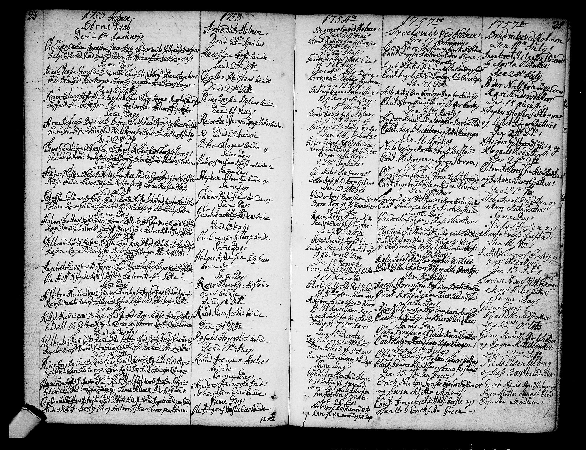 Sigdal kirkebøker, SAKO/A-245/F/Fa/L0001: Parish register (official) no. I 1, 1722-1777, p. 23-24