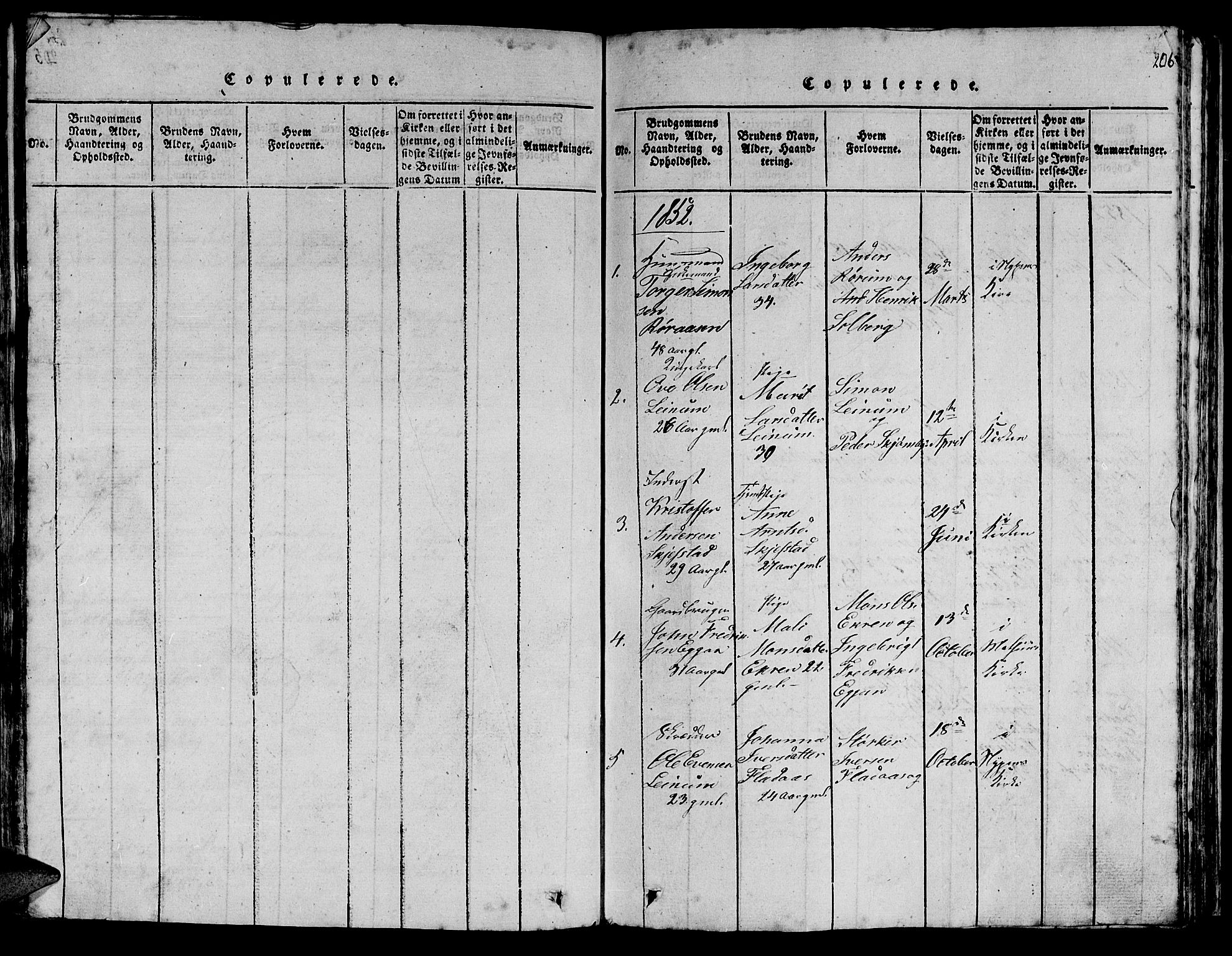 Ministerialprotokoller, klokkerbøker og fødselsregistre - Sør-Trøndelag, SAT/A-1456/613/L0393: Parish register (copy) no. 613C01, 1816-1886, p. 206