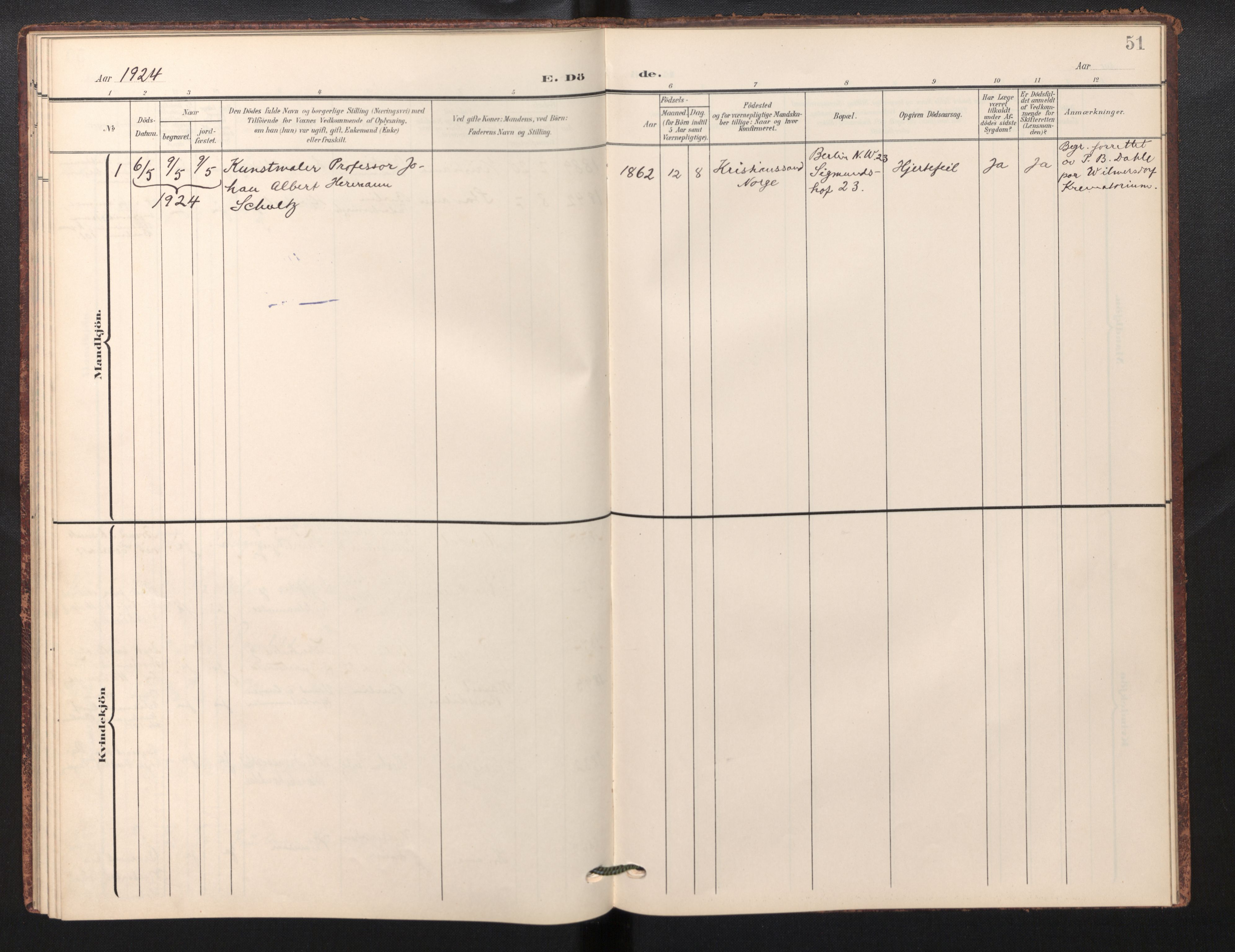 Den norske sjømannsmisjon i utlandet / Berlin, AV/SAB-SAB/PA-0360/H/Ha/L0001: Parish register (official) no. A 1, 1905-1955, p. 50b-51a