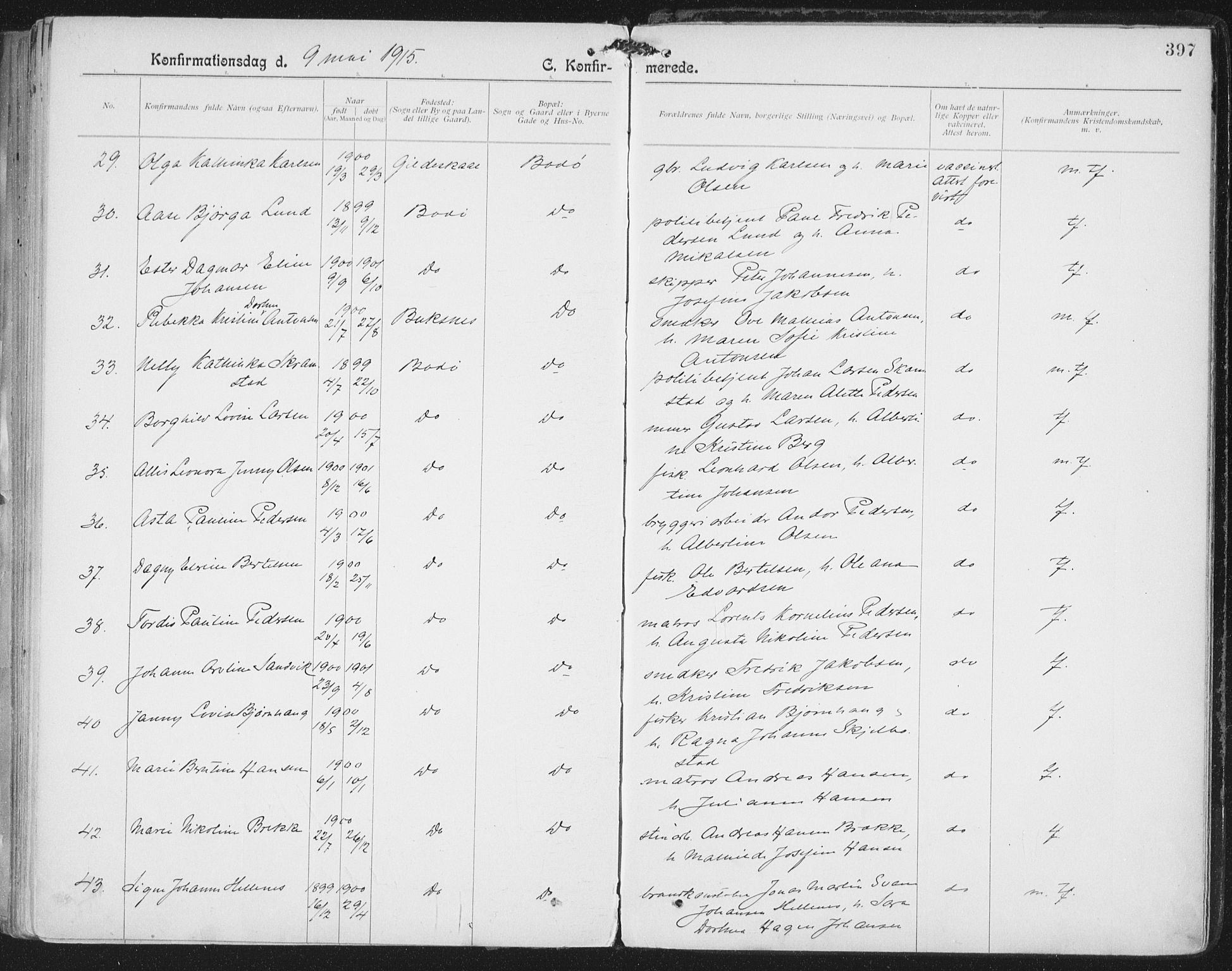 Ministerialprotokoller, klokkerbøker og fødselsregistre - Nordland, SAT/A-1459/801/L0011: Parish register (official) no. 801A11, 1900-1916, p. 397