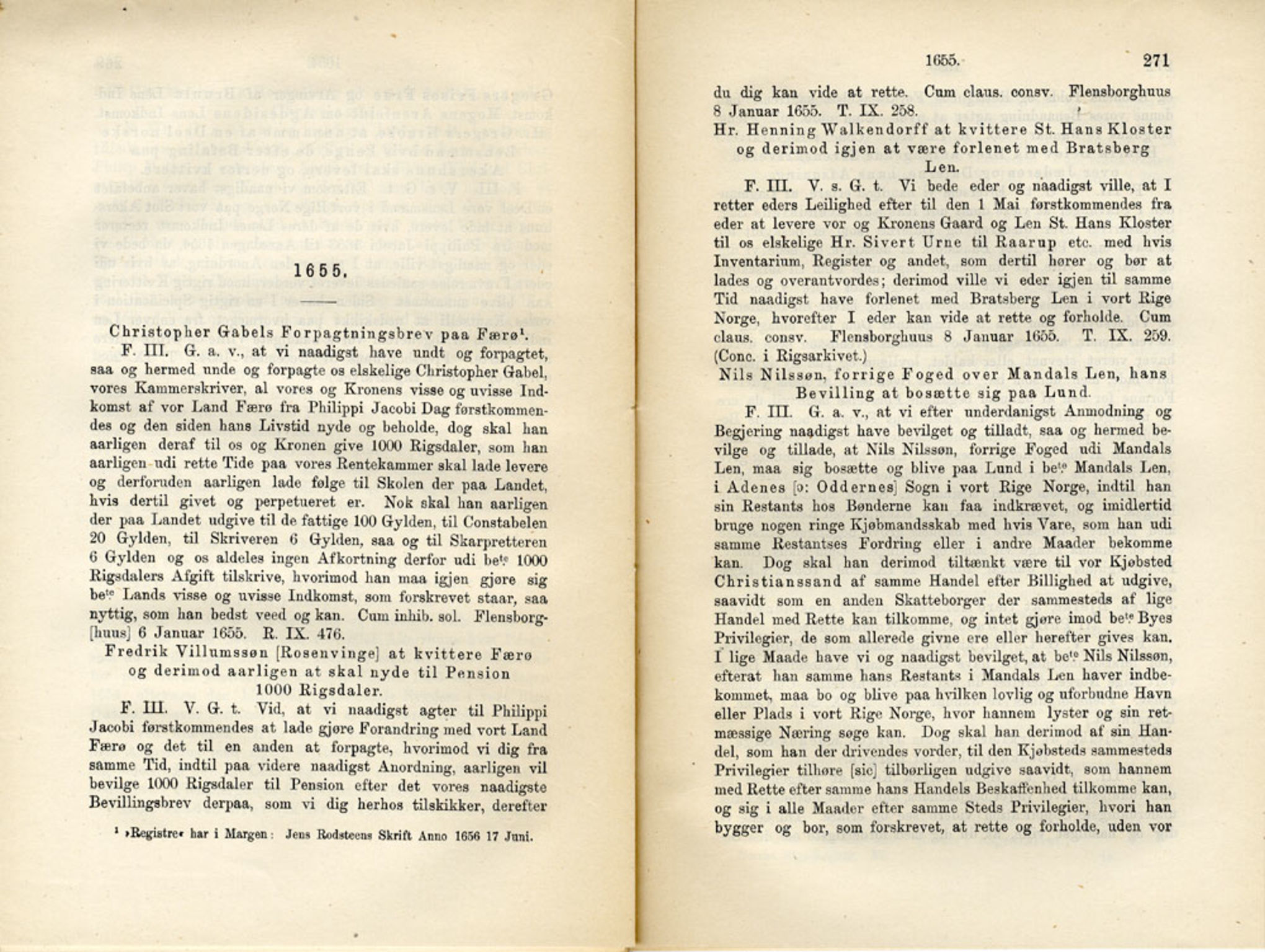 Publikasjoner utgitt av Det Norske Historiske Kildeskriftfond, PUBL/-/-/-: Norske Rigs-Registranter, bind 11, 1653-1656, p. 270-271