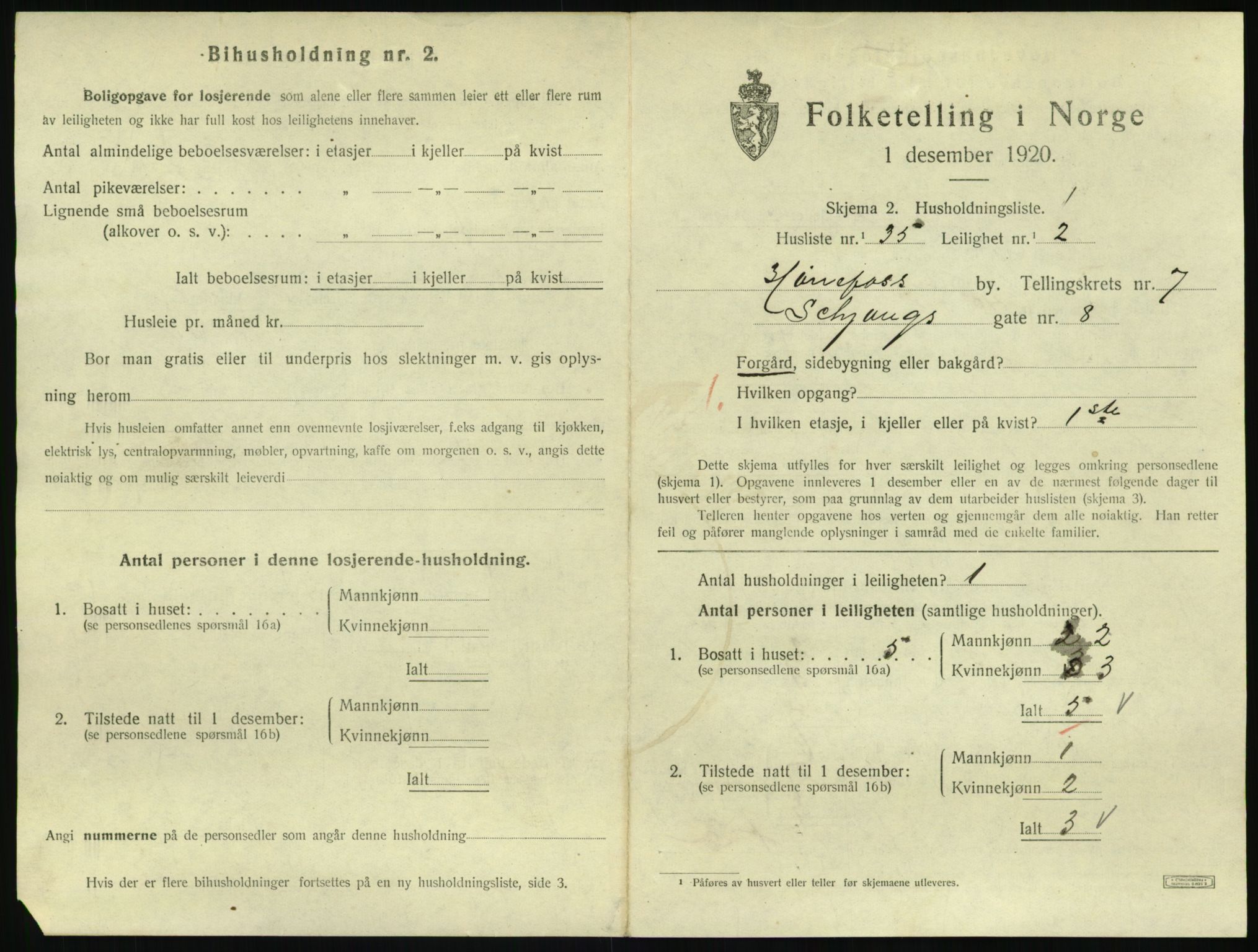 SAKO, 1920 census for Hønefoss, 1920, p. 2262